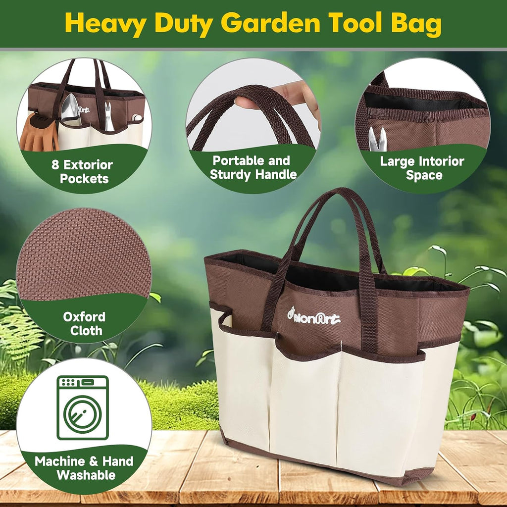 MelonArt Garden Tool Set,10 Pcs Heavy Duty Gardening Hand Tool Kit for Women Aluminum with Non Slip Ergonomic Handle