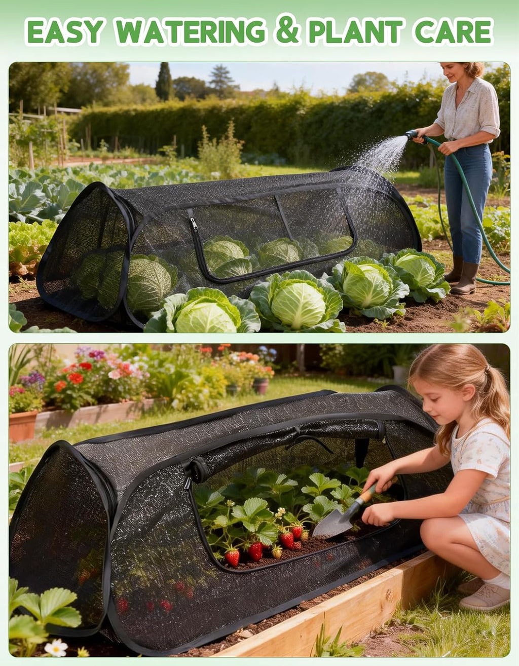 45"×20"×18"Pop Up Plant Shade Tent,Foldable UV Resistant Sun Shade Cloth,Raised Bed Shade Cover with Labels &
