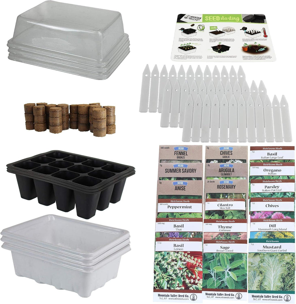 Mountain Valley Seed Co Culinary Indoor Herb Garden Starter Kit Herb Seeds | 18 Non-GMO Varieties Grow Cooking Herbs &