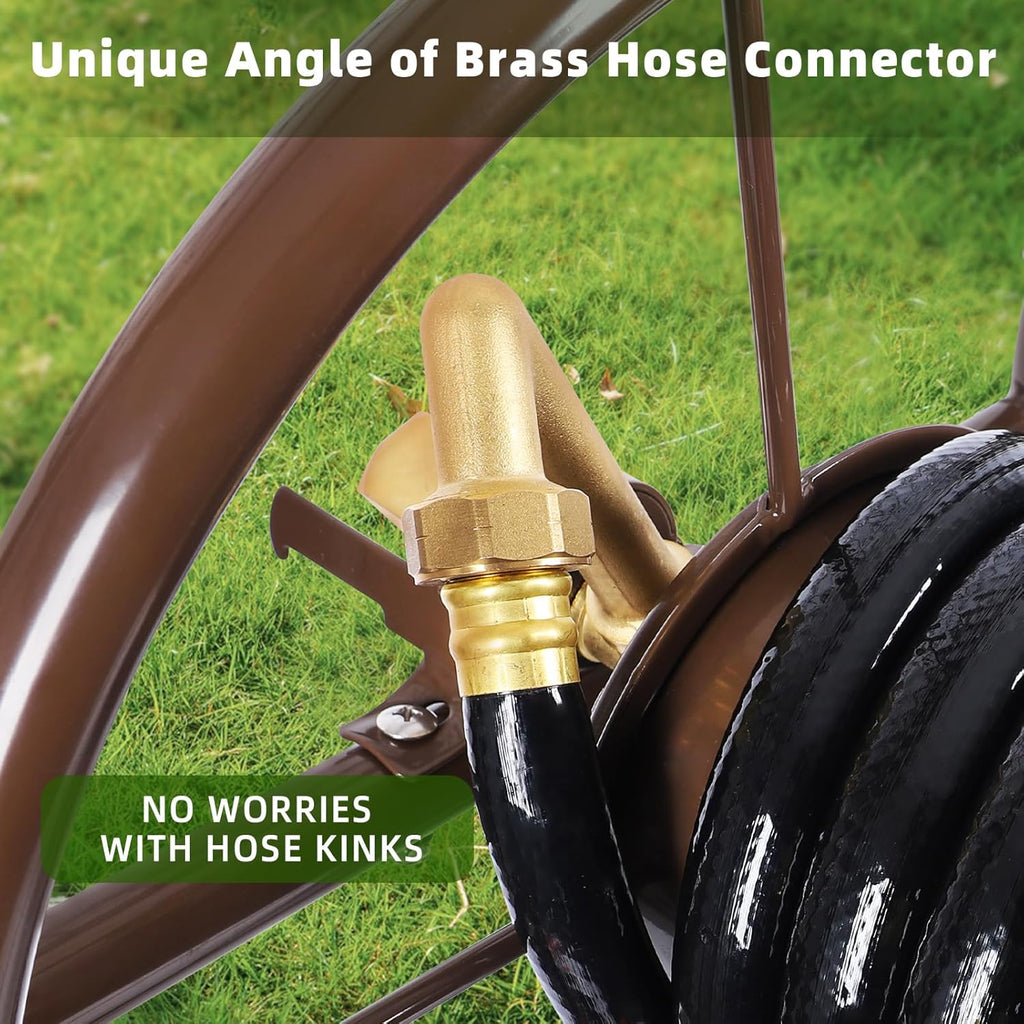 Upgrade Hose Reel Cart, Garden Hose Cart 4 Wheels, Holds 300ft 5/8" | Heavy Duty Metal Outdoor Water Hose Reel Carts