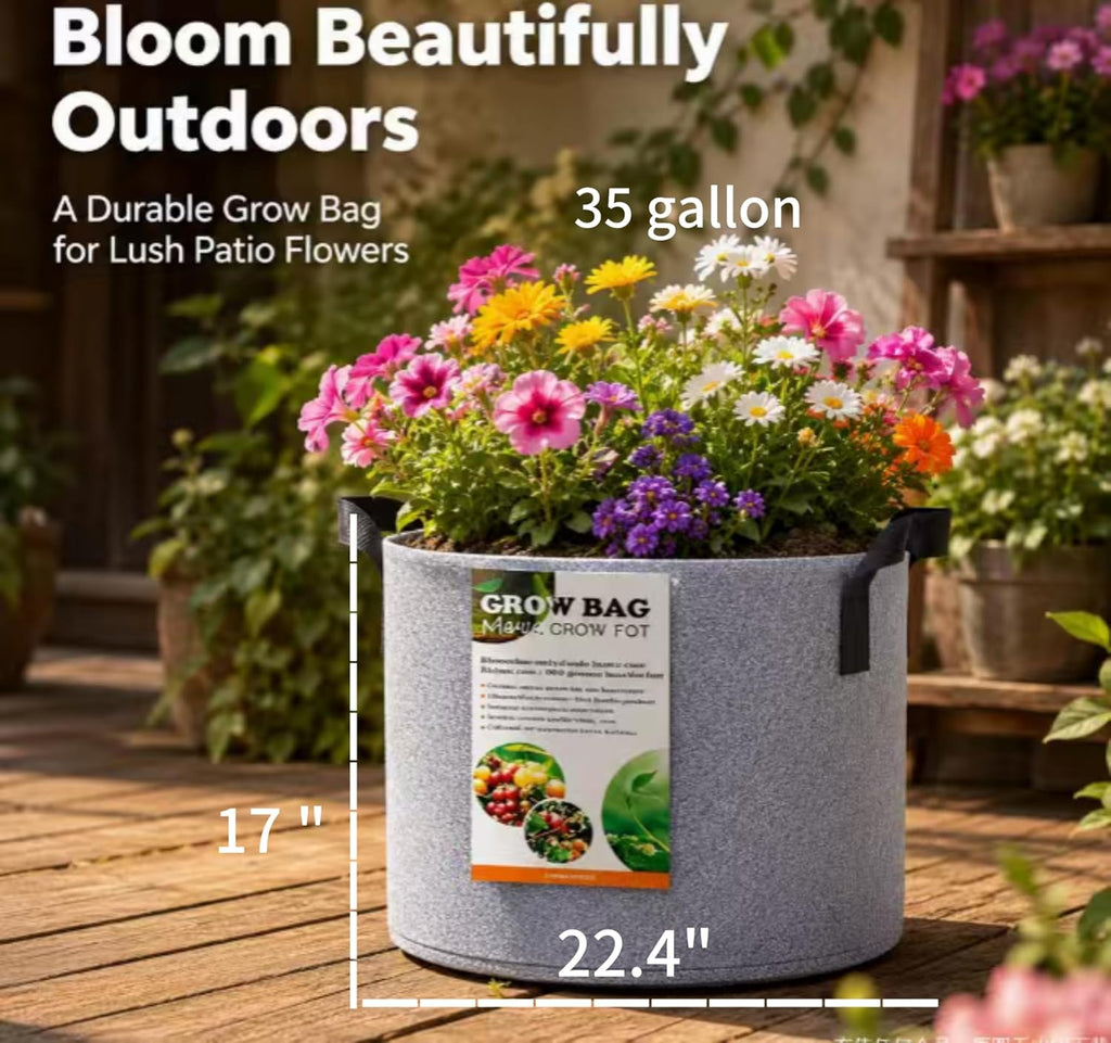 35 Gallon Fabric Grow Bags Nursery Planter Pot for Plants with Handles,3PCS | 35 Gallon Felt Heavy Duty thickened