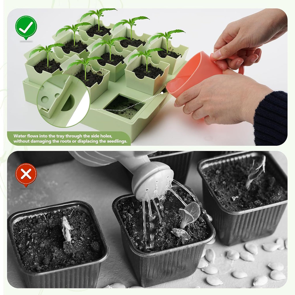 Seed Starter Tray with Lift-Out Handles for Easy Transplanting | 9 removable cells support individual care; reusable