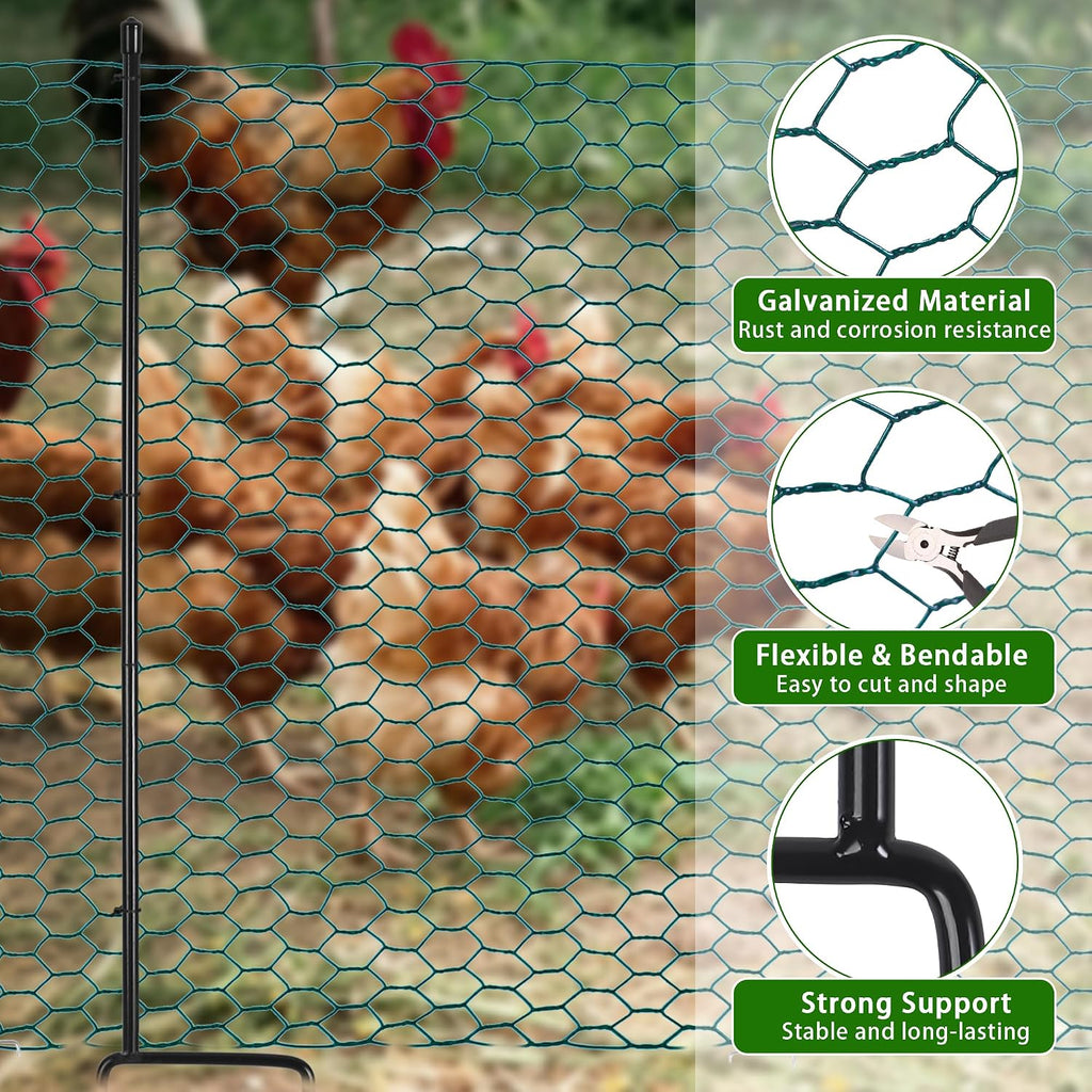 Plant Protectors from Animals for Raised Beds, Garden Chicken Wire Fencing | 4X2FT Garden Bed Fence with Metal Stakes