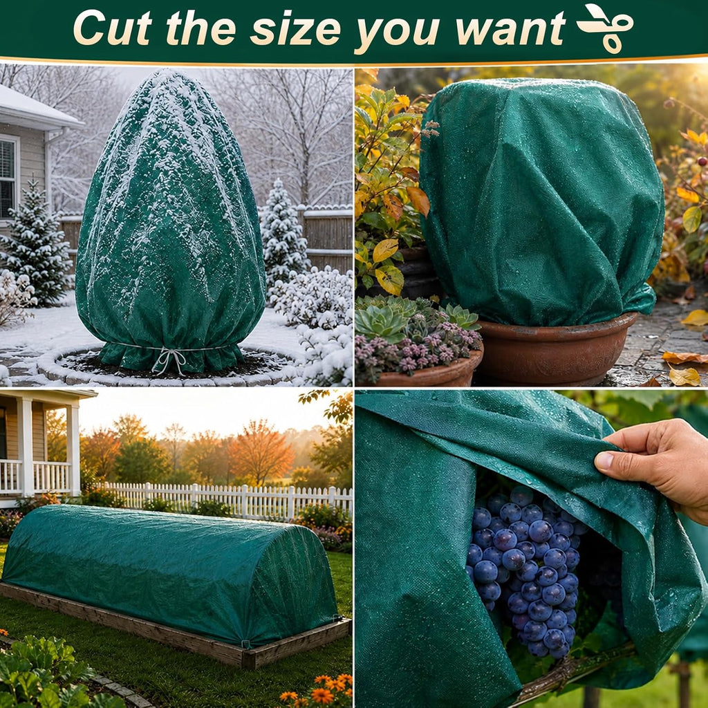 Plant Covers Freeze Protection, 10ft x 50ft 1.41 oz/yd² Frost Cloth Plant Blankets Floating Row Covers with 35
