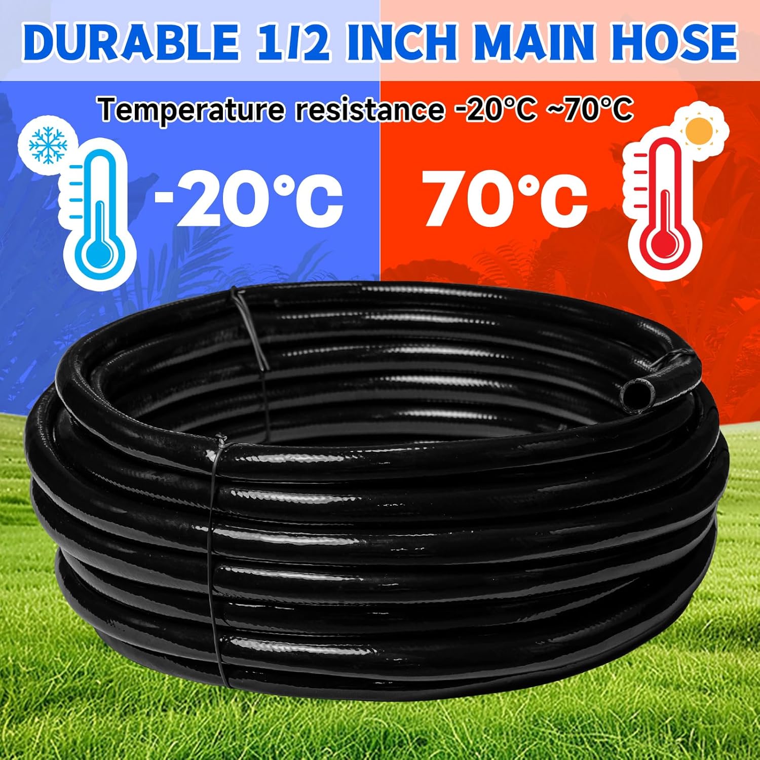 50 FT 1/2 Inch Drip Irrigation Tubing Main Drip Line Hose Tube for Garden Watering Landscape Irrigation System