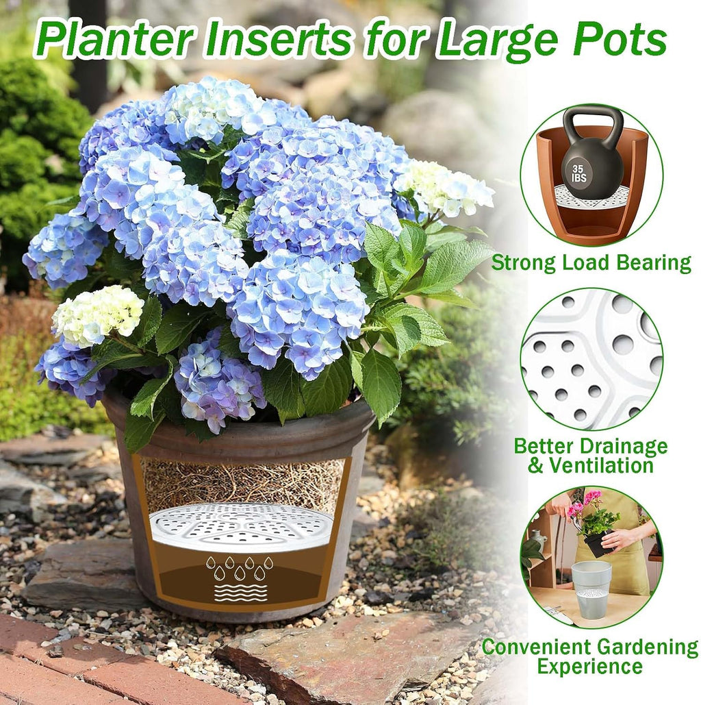 3PCS Round Planter Inserts for Large Tall Pots, 13" Stainless Steel Flower Pot Lift Insert Portable Planter Accessories