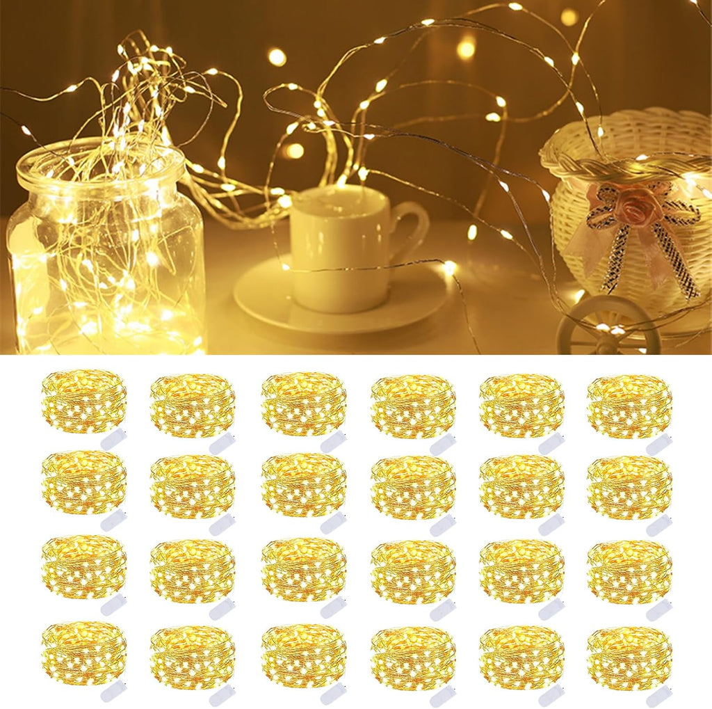 24 Pack Fairy Lights Battery Operated 7FT 20 LED String Lights Warm White