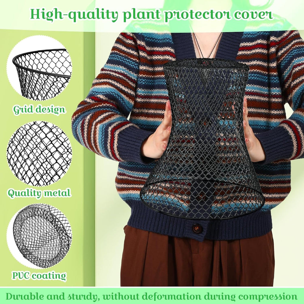 Therwen 15 Pcs Large Plant Wire Cloche 11 x 12 Inch Metal Garden Cloche with Garden Stakes Plant Protector from Animals