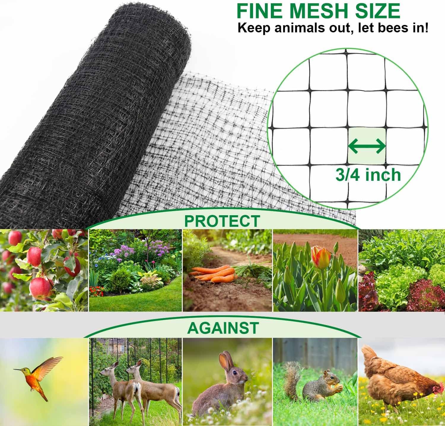 Mklsit Deer Netting Fence, 8ftx100ft Garden Netting Heavy Duty Bird Netting | UV Resistant, Garden Fruit Trees