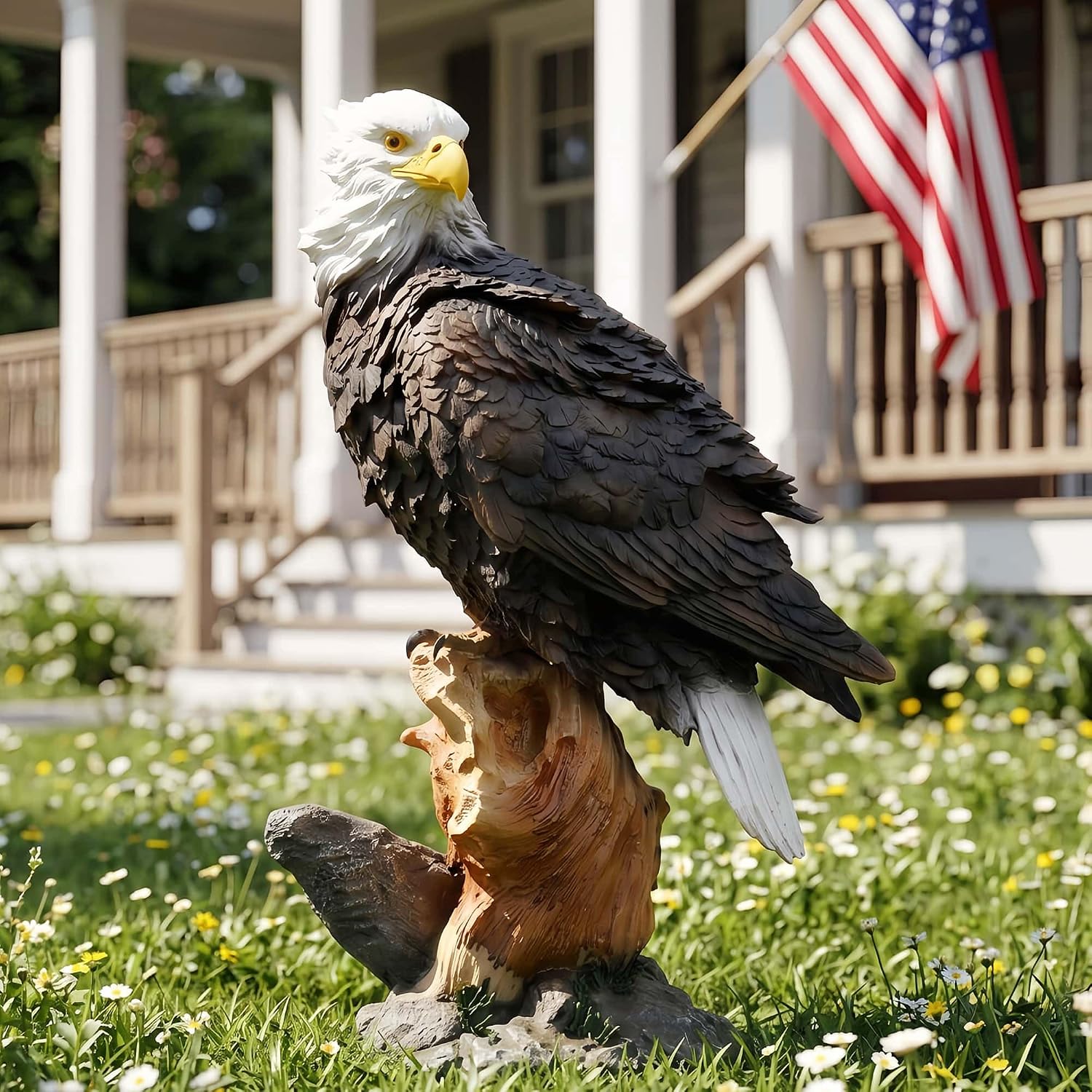 13.2" Real Eagle Outdoor Sculpture,Funny Bird Statue,Garden Beach Statue Decorations,Resin Animal Seabird