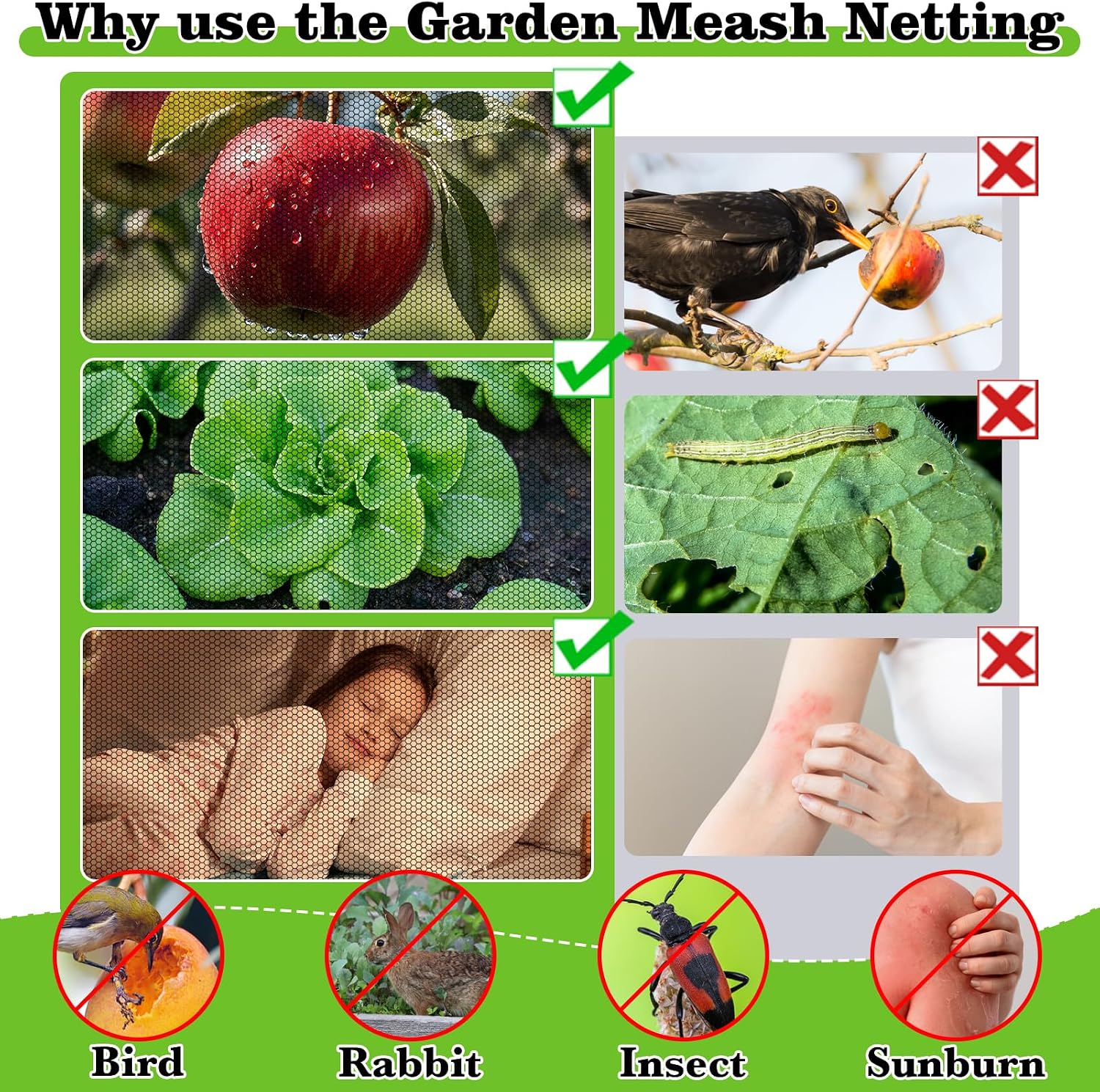 39 x 10 Ft Mosquito Netting for Garden Patio, Breathable Mesh Net for Bird and Insect Protection, Plant Cover for