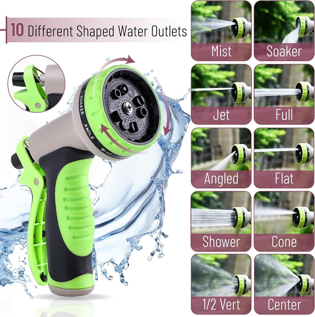 UNCO- Metal Garden Hose with 10 Functions Spray Nozzle, 100 Feet, No Kink | Stainless Steel, Durable Flexible Water