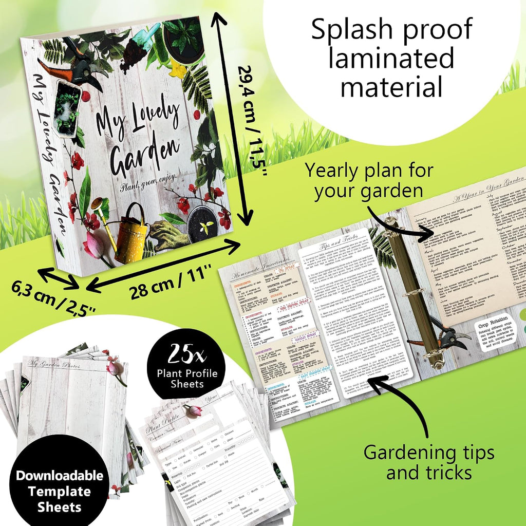 Garden Journal, 3 Ring Full Page 8.5x11" Binder. Seed Packet Organizer Kit, Perfect Planner & Almanac & Notebook for