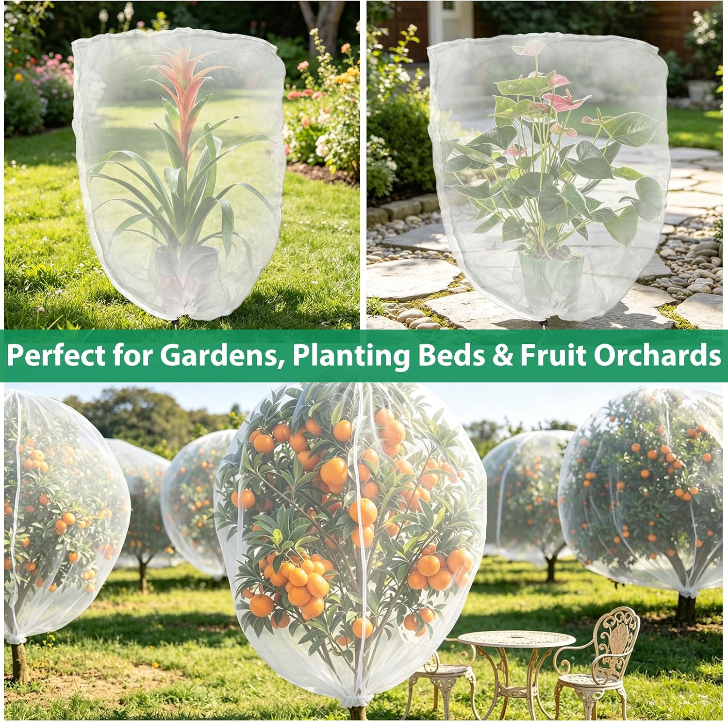 Bird Netting for Garden Protection, 2 Pack 7.21Ft x 5.9Ft Garden Netting | Reusable Fruit Tree Netting, Blueberry