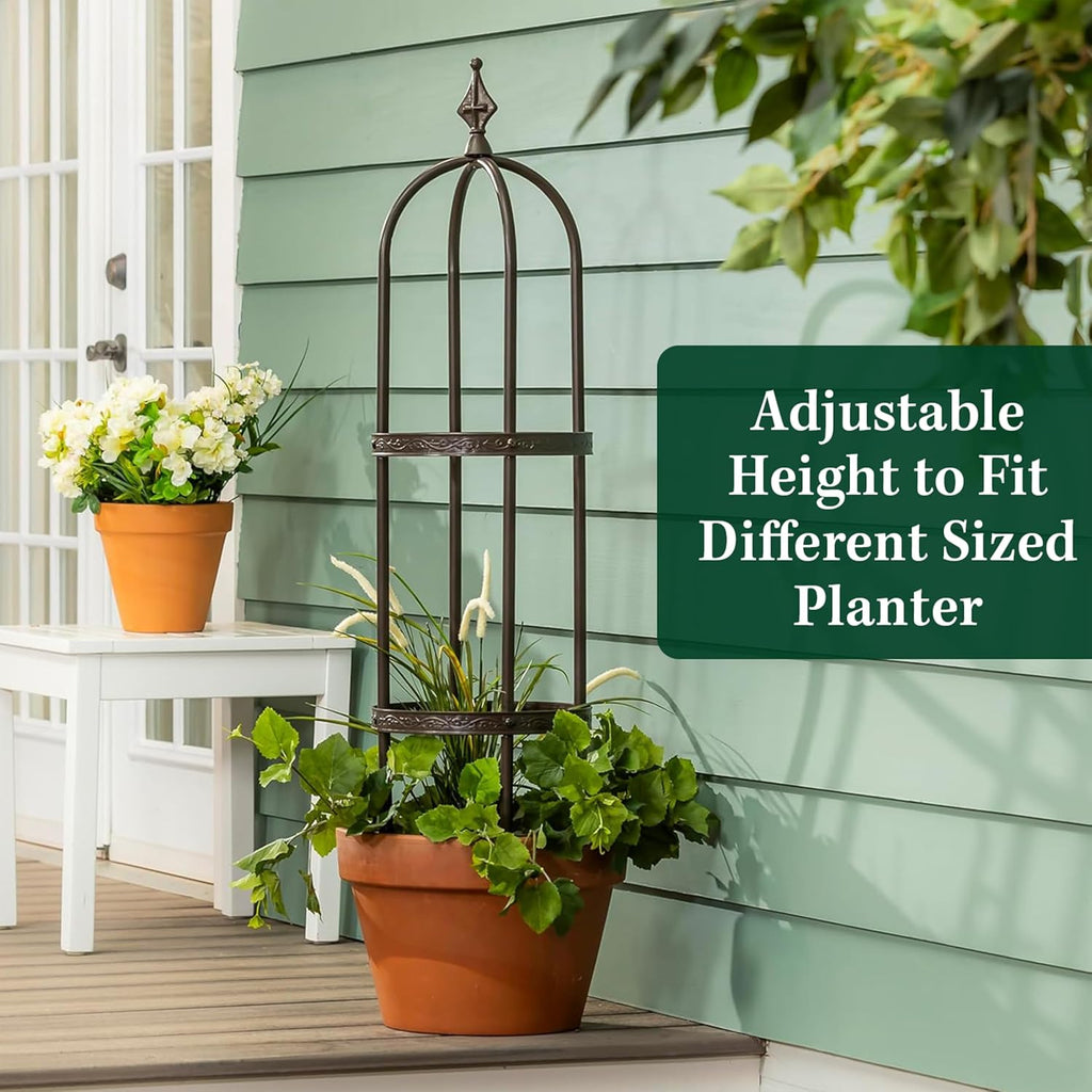 Evergreen 5 ft Garden Trellis for Climbing Plants Vines, Jasmine & Flowers, Rustproof Metal Obelisk Trellises, Outdoor