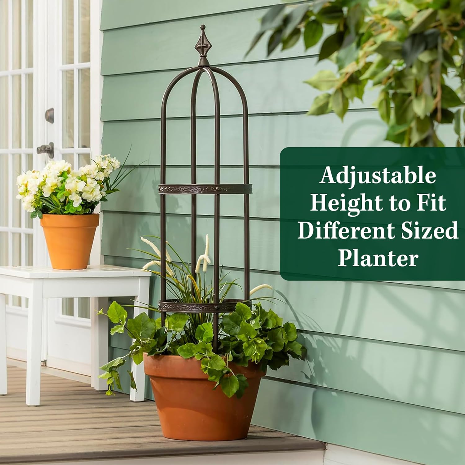 Evergreen 5 ft Garden Trellis for Climbing Plants Vines, Jasmine & Flowers, Rustproof Metal Obelisk Trellises, Outdoor