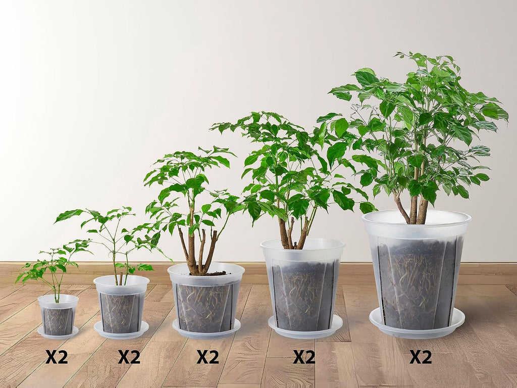 Clear Nursery pots with Drainage 5/6/7/8/9 inch 10 Pack | for Indoor&Outdoor Plant,monstera pots with saucers,monitor
