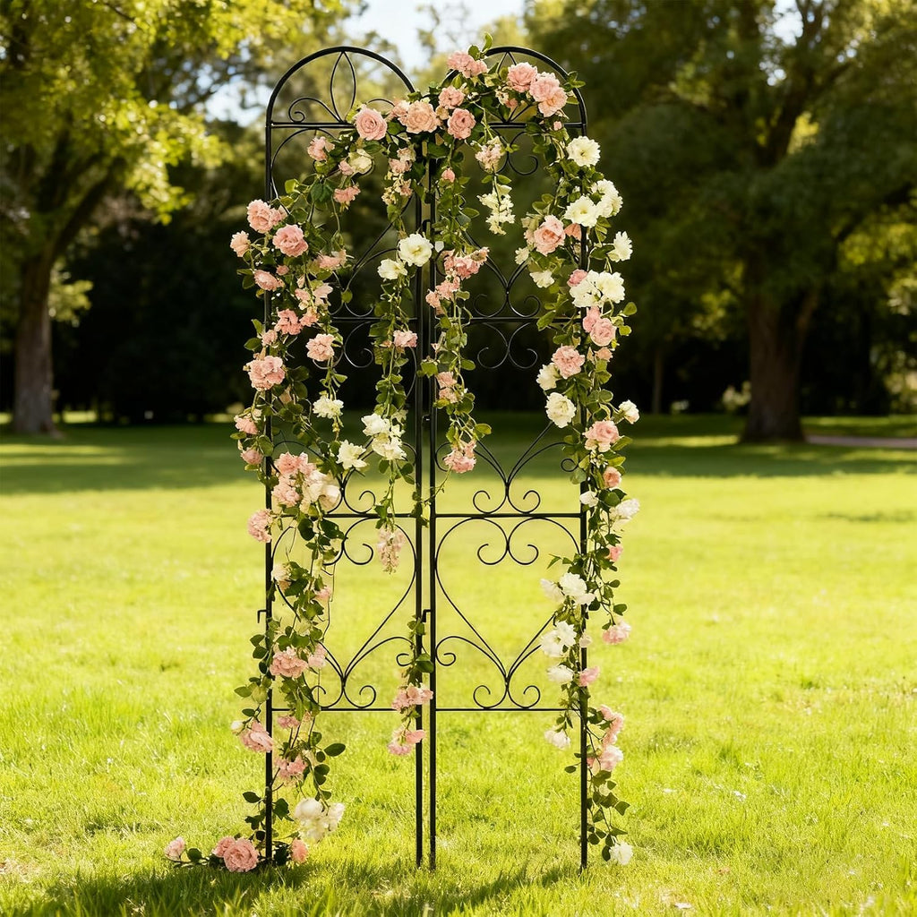 2 Pack Garden Trellis, Metal Trellis for Outdoor Climbing Plants | Sturdy Plant Support Frame for Roses, Vines &