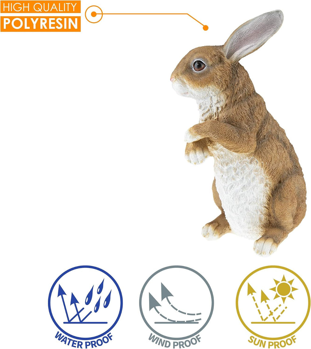 CLEVER GARDEN Rabbit Garden Statue Outdoor Décor, Resin Figurine Decoration for Lawn, Yard, Patio, Porch, and More