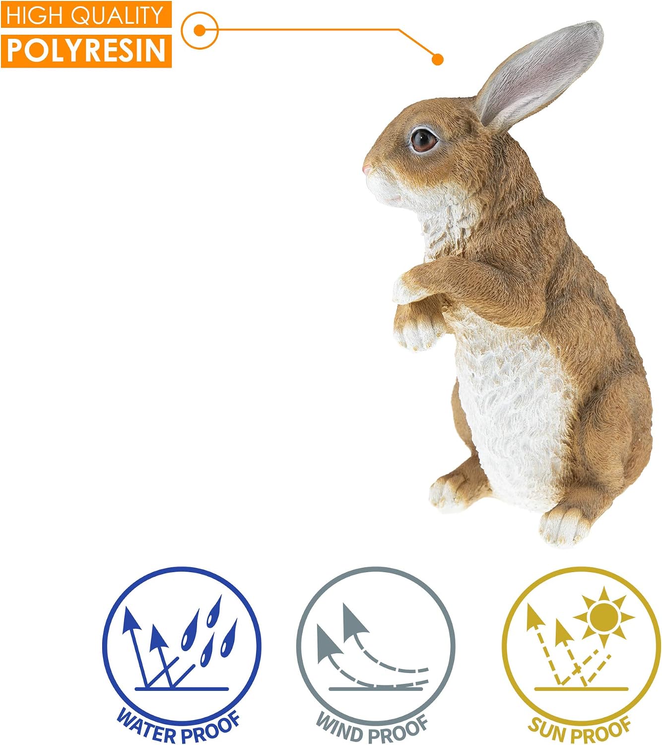 CLEVER GARDEN Rabbit Garden Statue Outdoor Décor, Resin Figurine Decoration for Lawn, Yard, Patio, Porch, and More