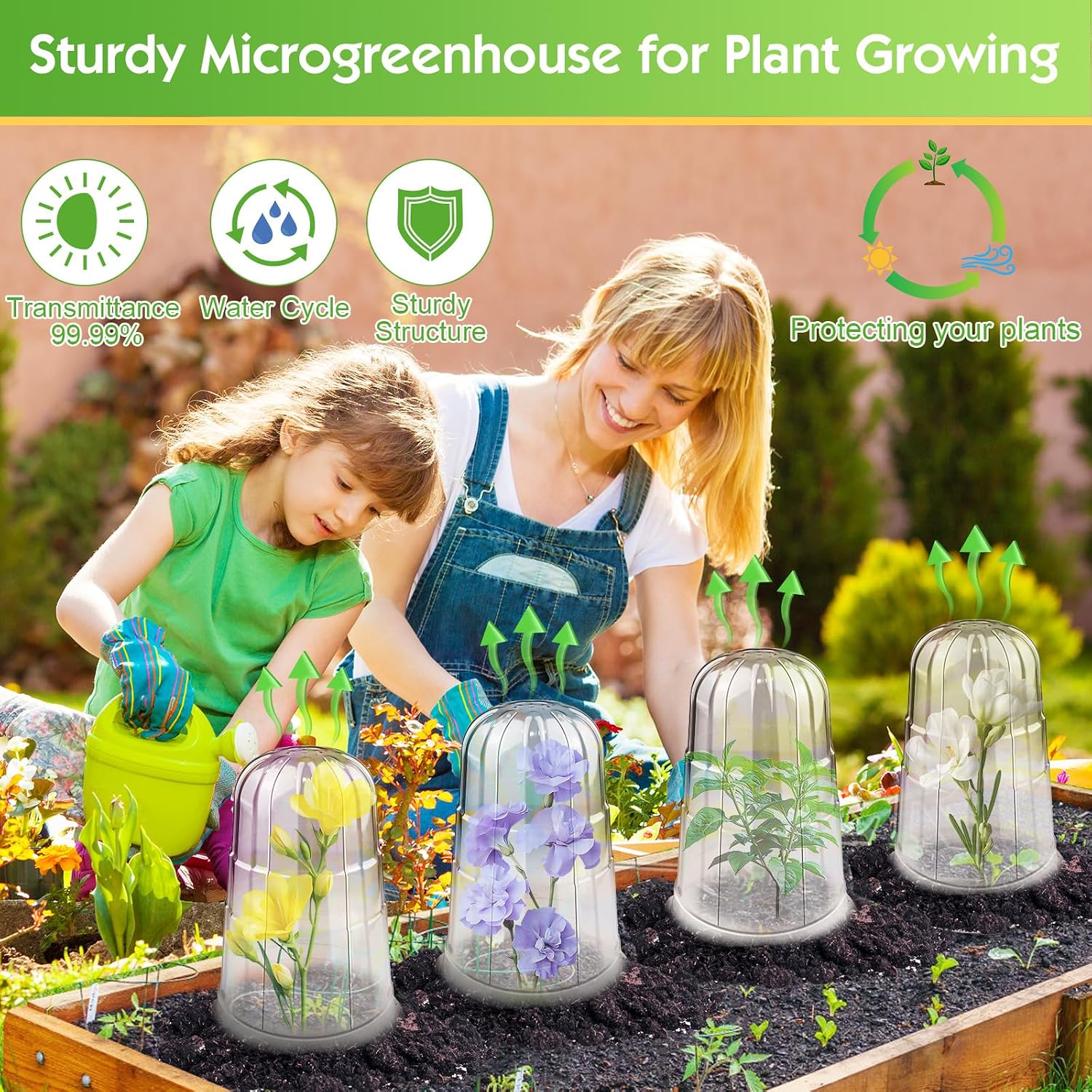 20 Pcs Upgraded Transparent Garden Cloches for Plants, Reusable Plant Covers, Plant Protectors from Animals for Garden