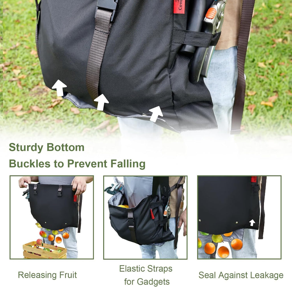 Gardening Apron Waterproof Cross Back Apron, Extra 600D Heavy Duty Apron Harvest and Large Quick Release Pockets