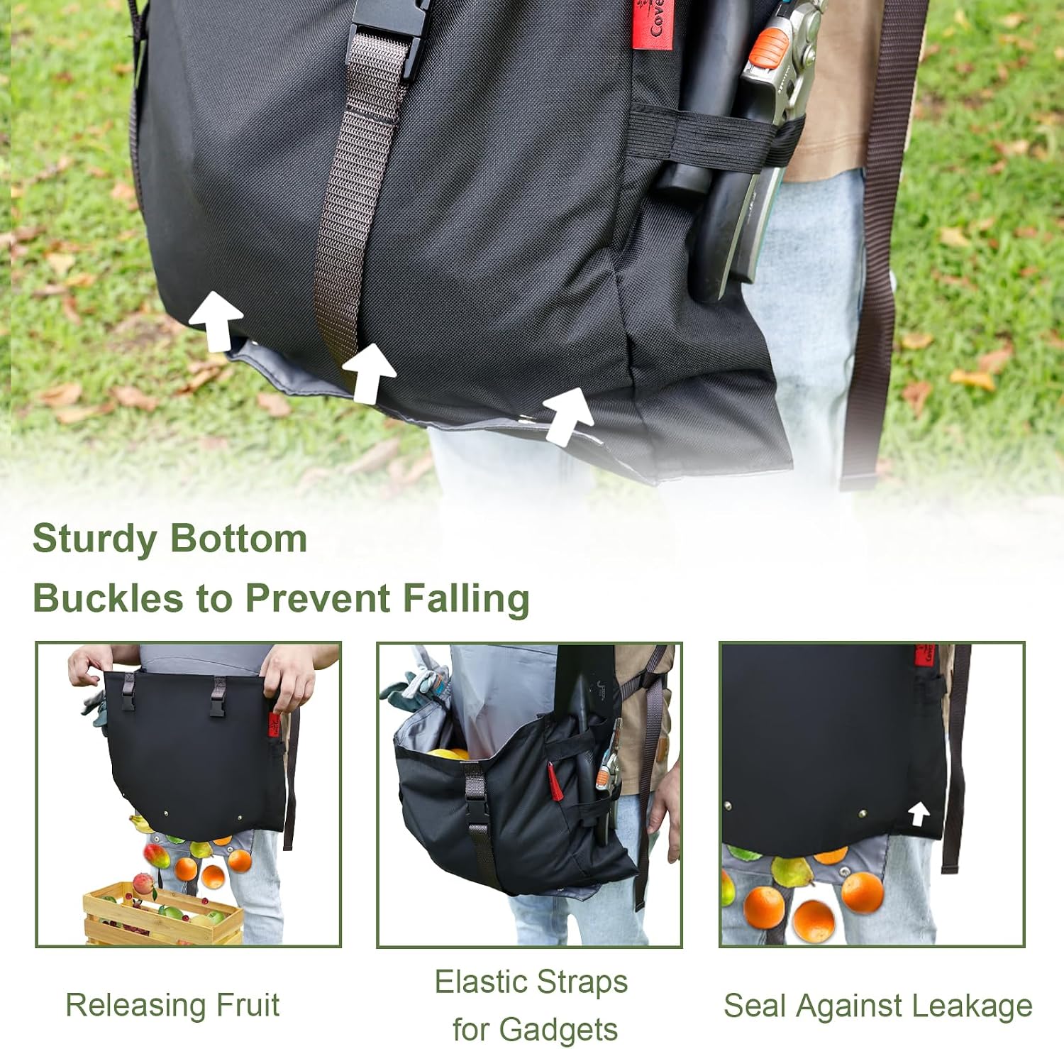 Gardening Apron Waterproof Cross Back Apron, Extra 600D Heavy Duty Apron Harvest and Large Quick Release Pockets