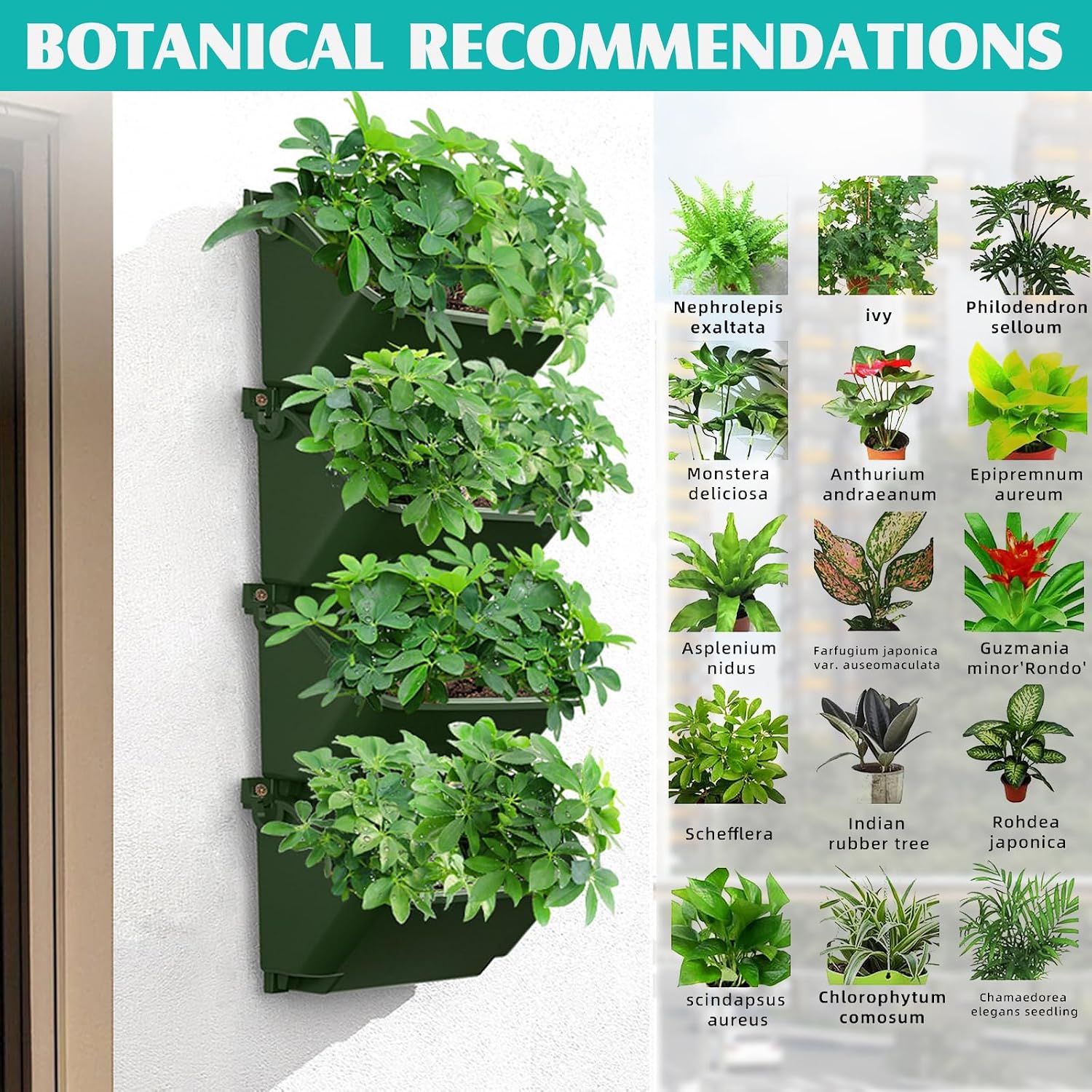 Vertical Wall Planter, 4 Packs Self Watering Wall Planters for Indoor with 3 Pcs Garden Tool Set Vertical Planter Tower