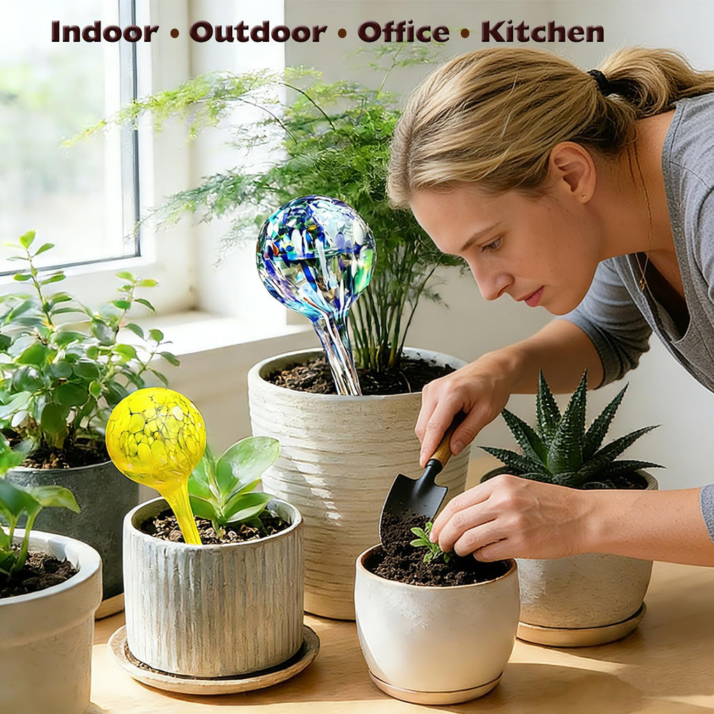 Plant Self Watering Globes, Colorful Glass Plant Watering Device Outdoor | 6pcs Automatic Watering Bulbs for Vacation