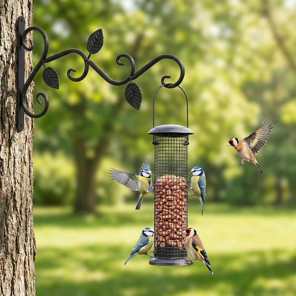 4 Pcs Plant Hangers Outdoor for Wall Mount Hangers Iron Bracket Plant Hanger Bracket Rust Resistant Black Hook for Bird