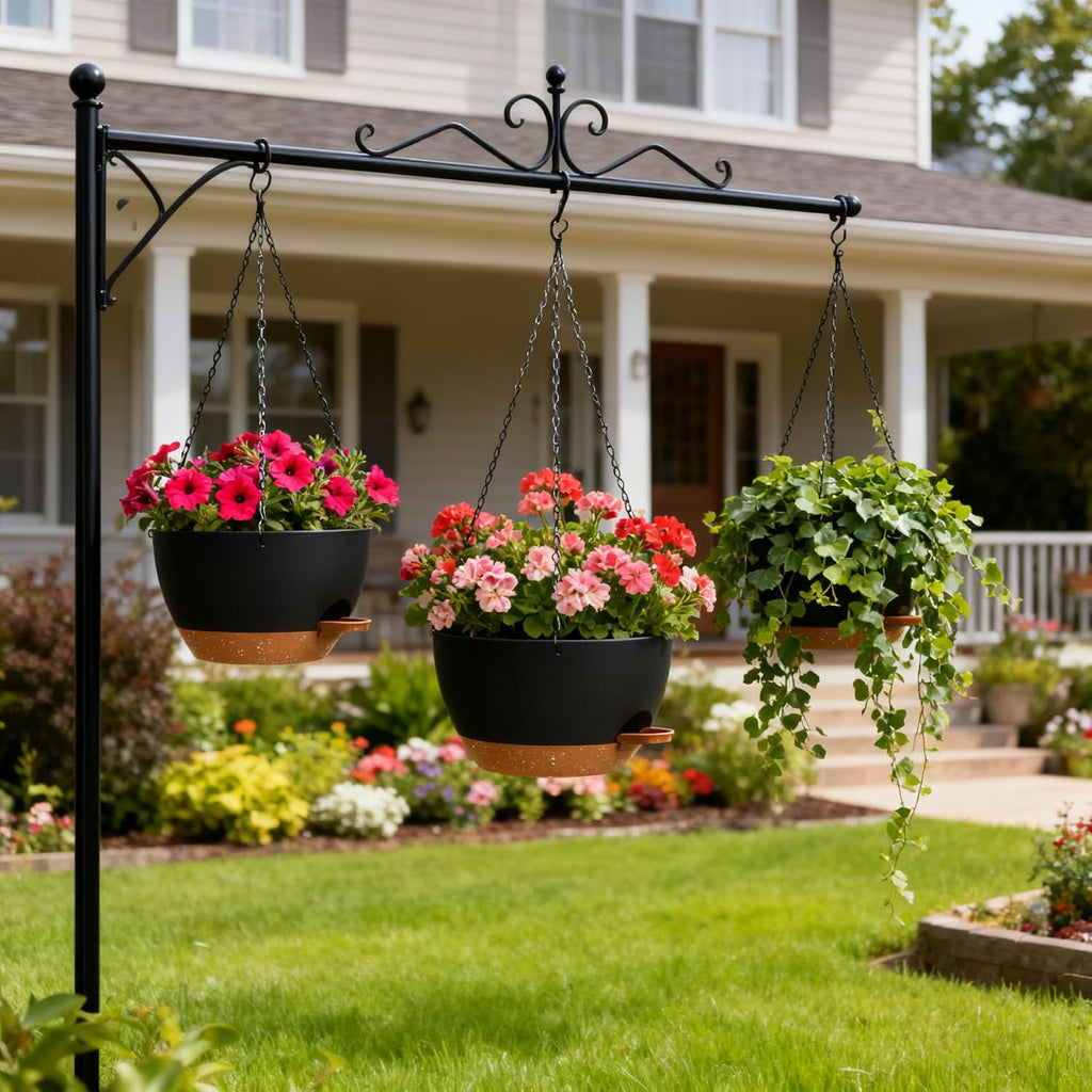 UOUZ Set of 3-10 Inch Self Watering Hanging Planters for Indoor Outdoor，Hanging Plant Pots with Drainage & Removable