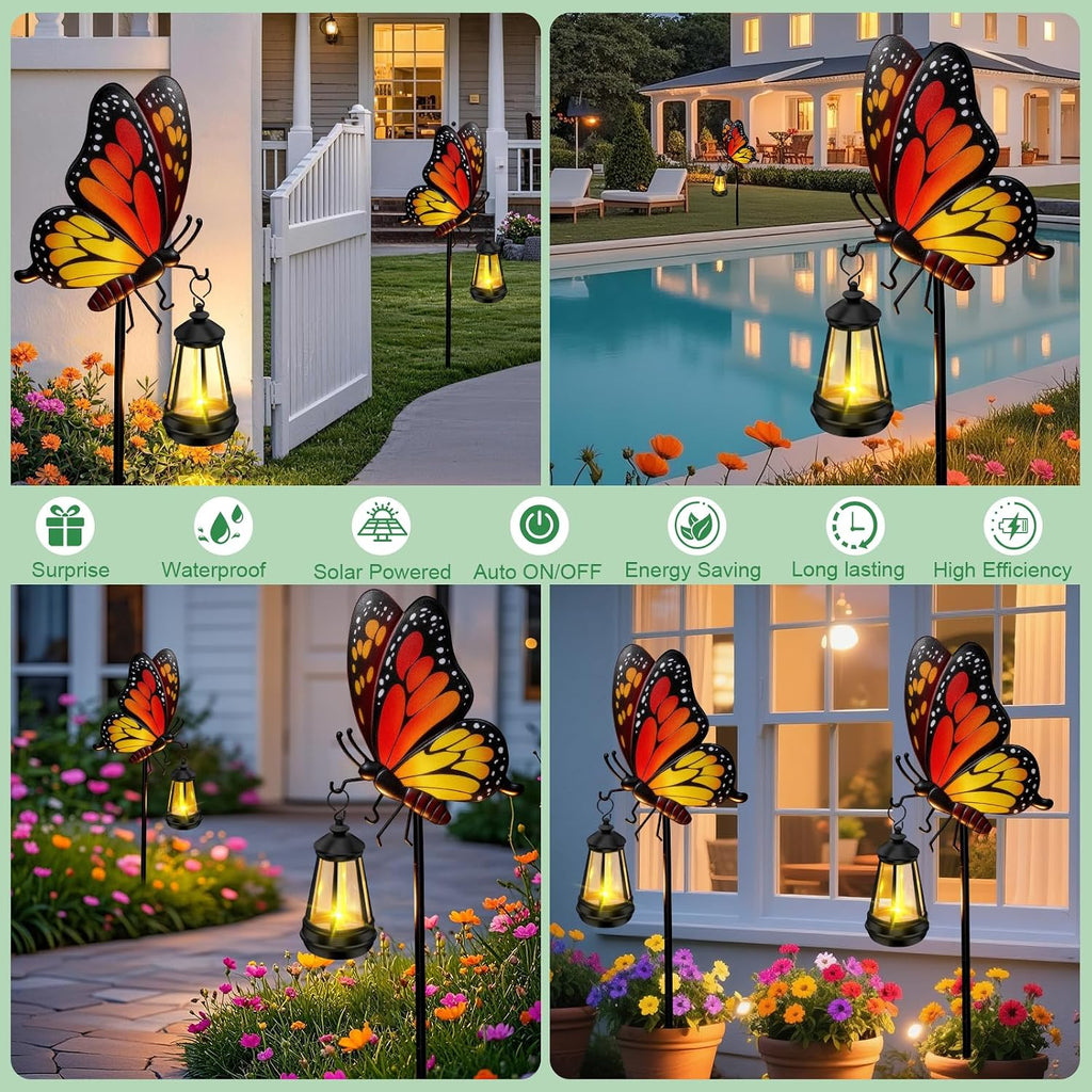EDOF Solar Lights Outdoor 32.28in Garden Butterfly Stakes with Solar Lights | Butterfly Garden Decor,Birthday Gifts for
