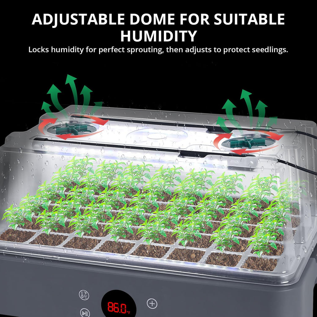 Sondiko Seed Starter Tray with Grow Light, Heated Seed Starter Kit | Temperature Display, Humidity Dome Germination