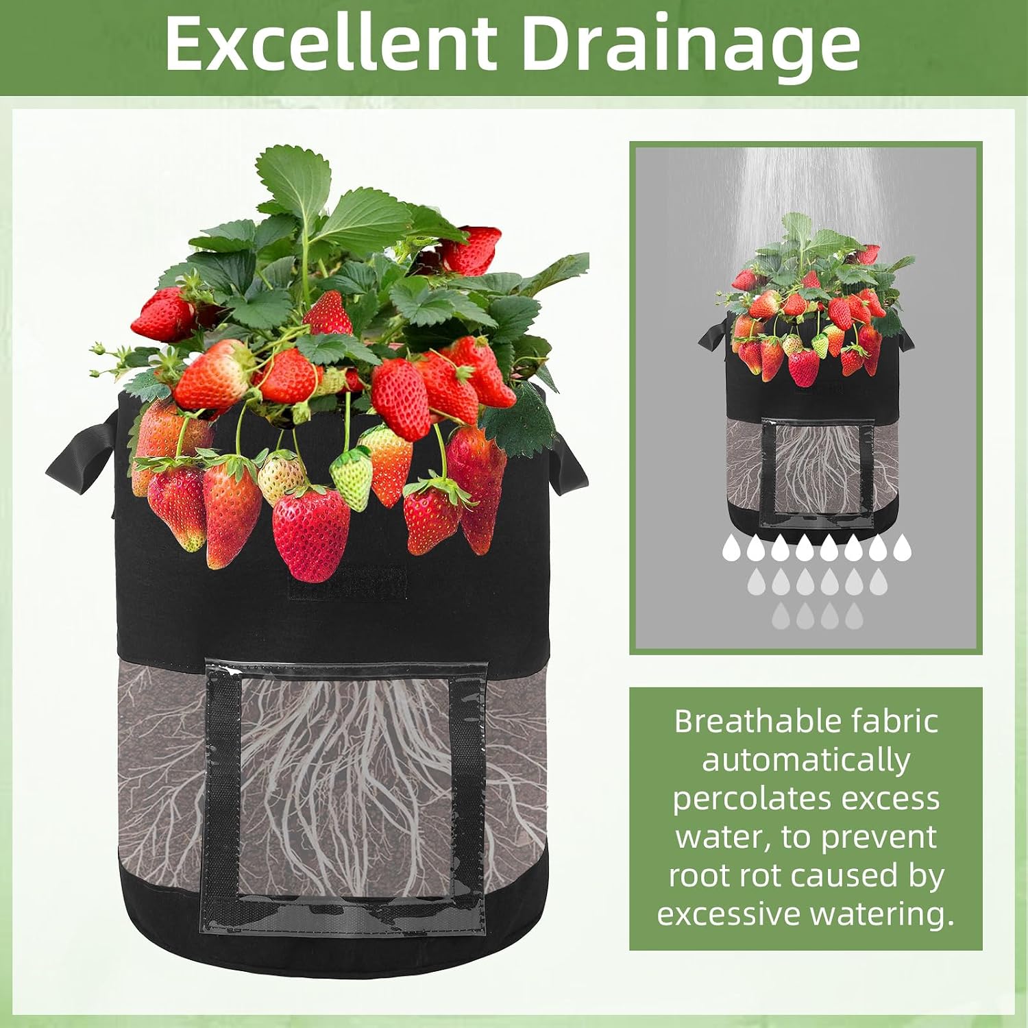 6 Pack 15 Gallon Visible Potato Grow Bags, Thickened Nonwoven Fabric Pots Potato Growing Containers with Handles &