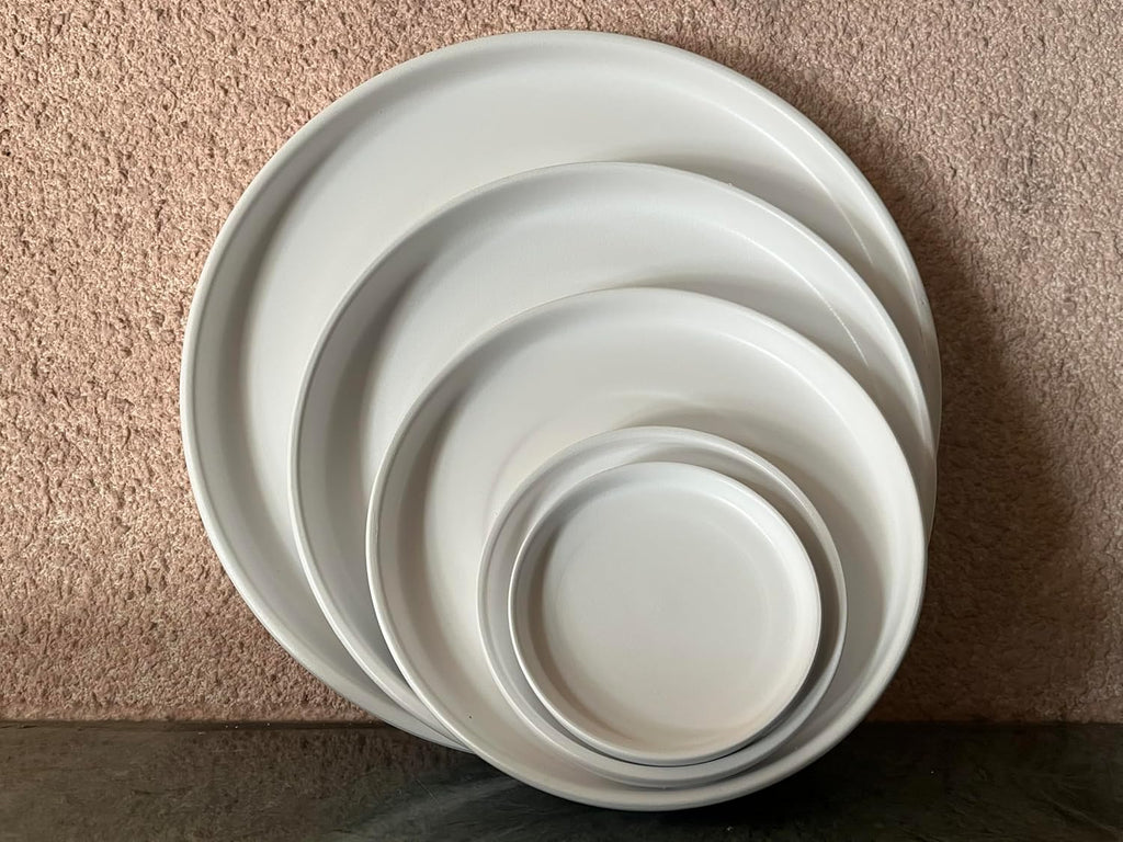 12 Inch Large Ceramic Saucer - Drainage Tray for Plant Pot (Matte White) | 12" Ceramic Plant Saucer for 10" & 11" Pots