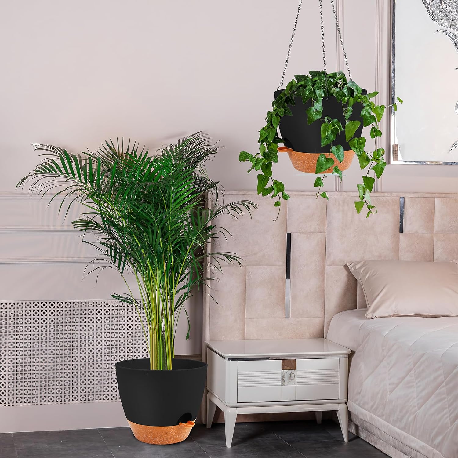 Large Hanging Planter, 12 inch Hanging planters for Indoor. Outdoor Plants, Self Watering Plant Pot, Plant Hanger