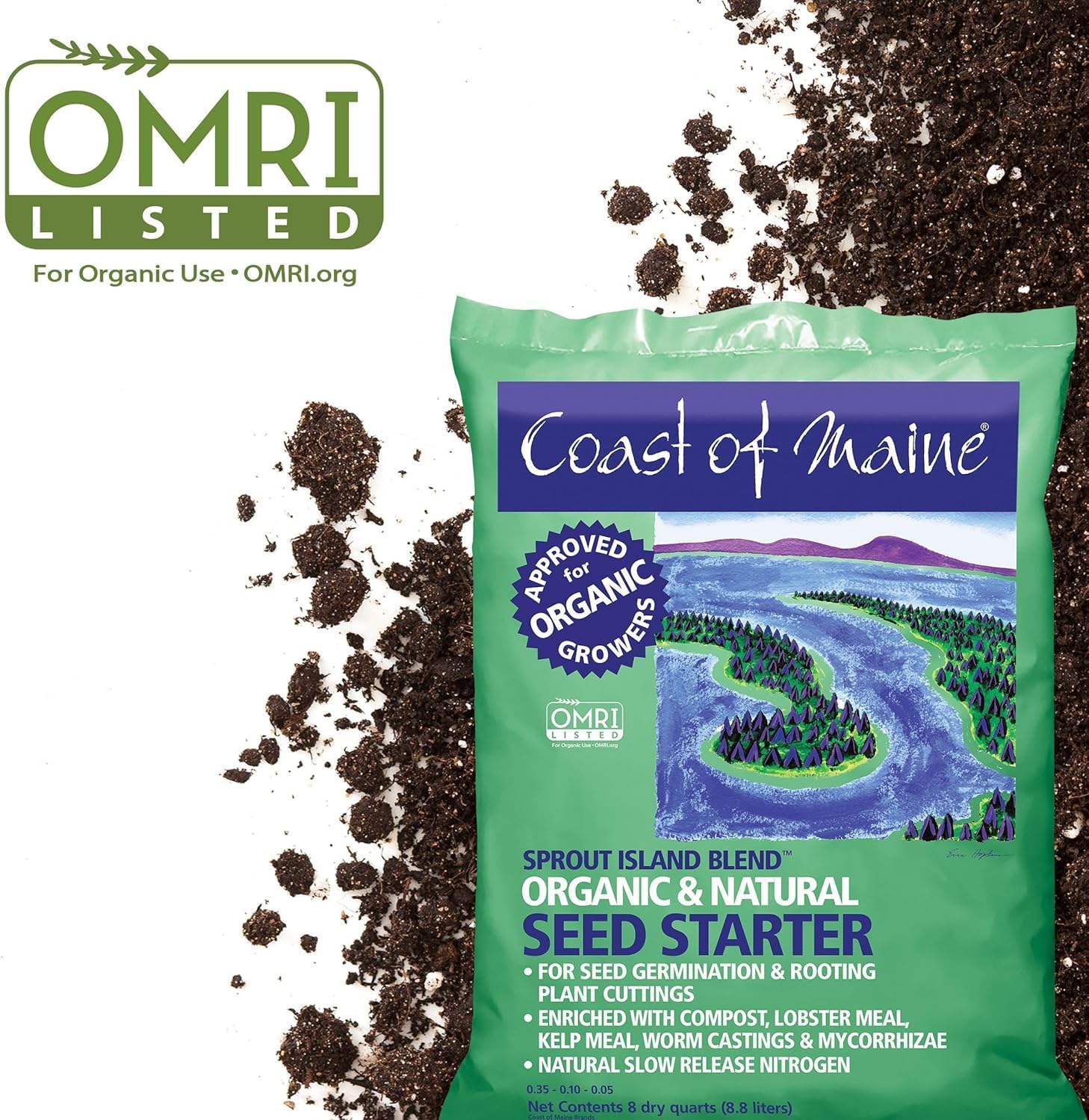 Coast of Maine, 8qt (Pack of 4) Sprout Island Blend, Organic & Natural Seed Starter for Seed Germination & Root Plant