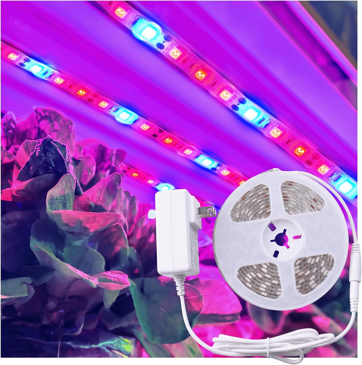 11.8ft Full Spectrum LED Grow Light Strip 24W Flexible Plug-In Tape Kit