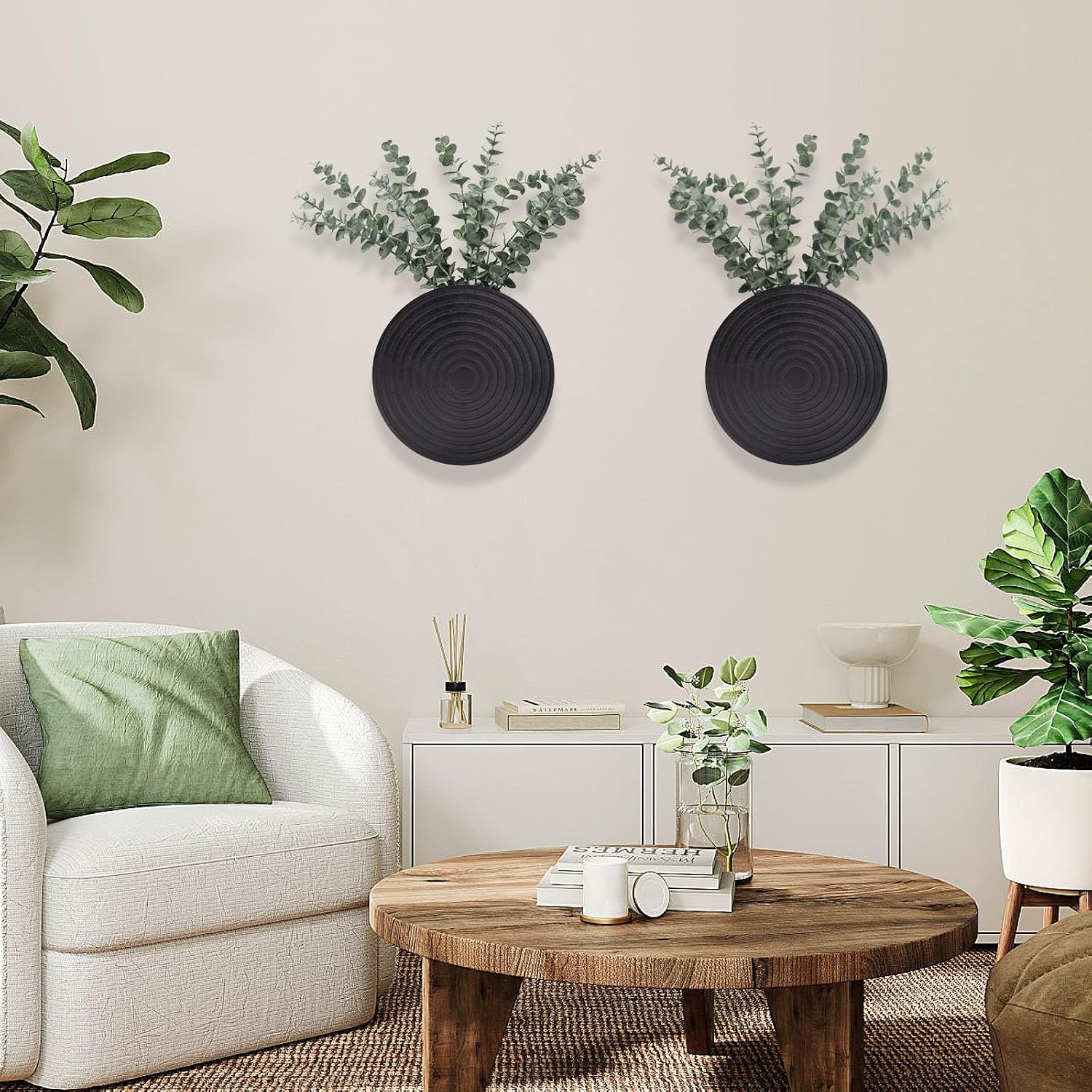 Set of 2 Wall Planter for Indoor Plants, | Black Wall Decor for Living Room, Bathroom,Boho Hanging Planter for