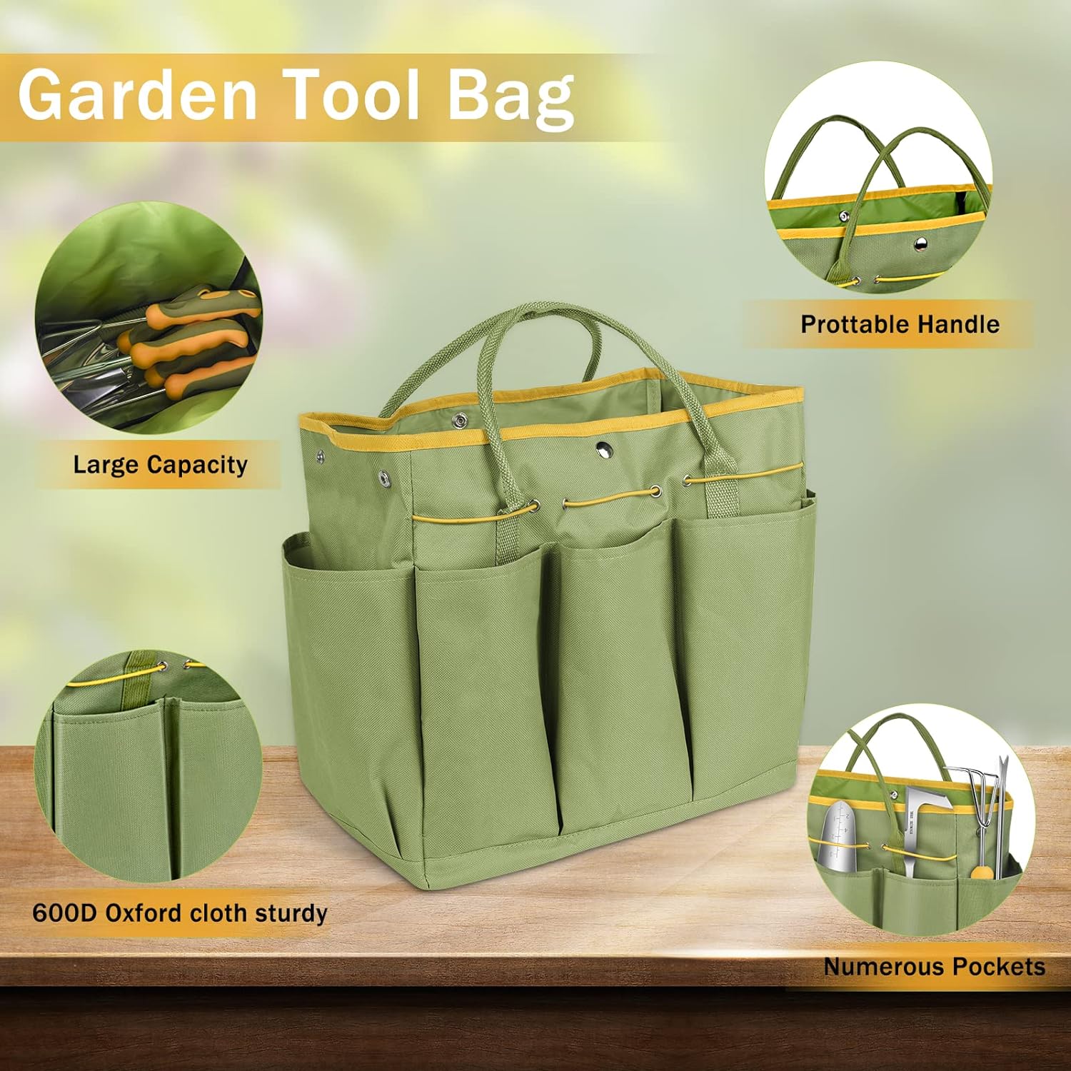 Garden Tool Set, WisaKey 9 Piece Stainless Steel Heavy Duty Gardening Hand Tools Durable Garden Tool Bag Gardening