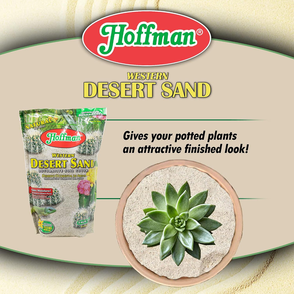 Hoffman Western Desert Sand Decorative Soil Cover for Potted or Bedded Plants, 2 Dry Quarts, 2 Pack