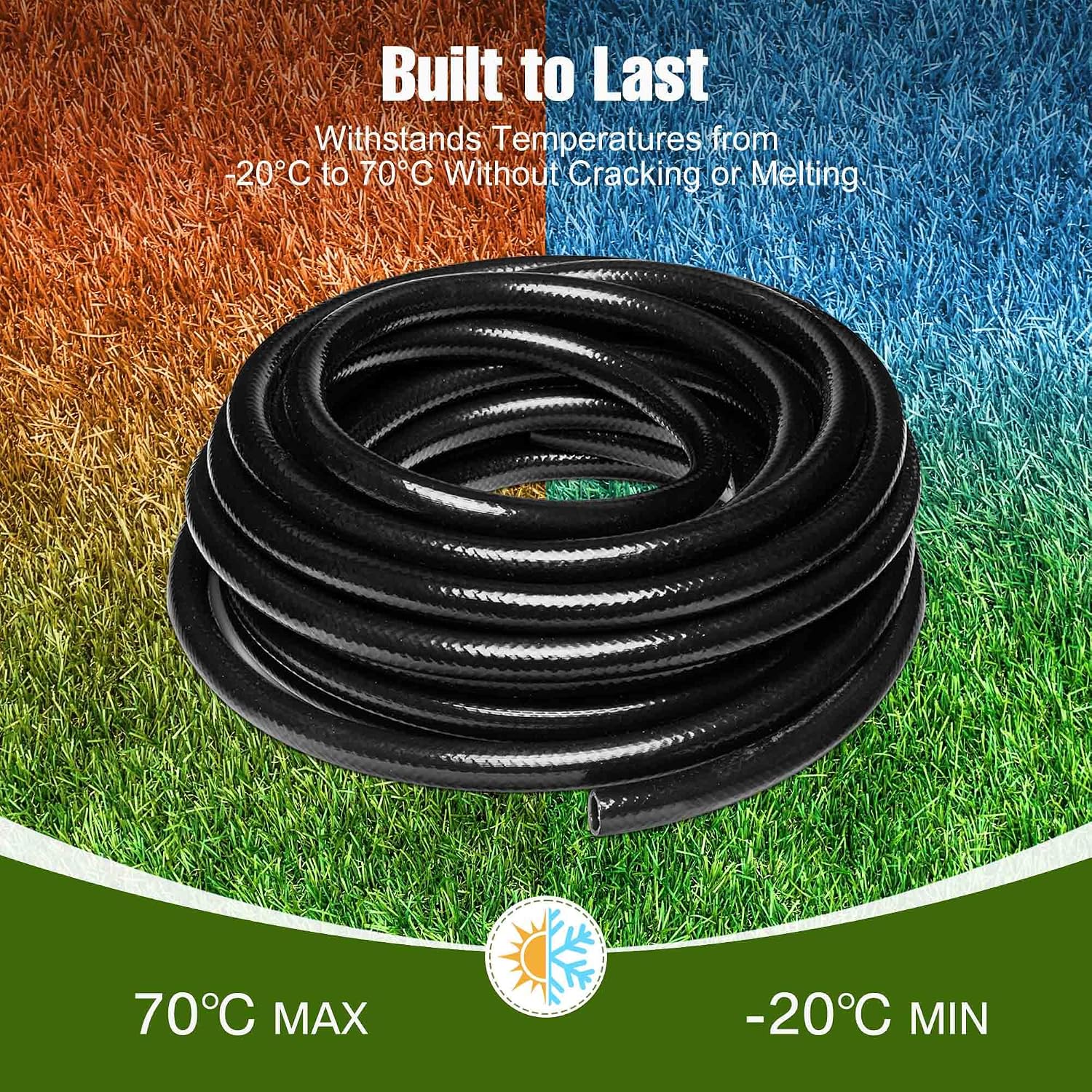 100FT 1/2 Inch Drip Irrigation Tubing with 10 Pack 1/2" to 1/4" Drip Irrigation Fittings, Drip Line Hose & Push-to-Fit