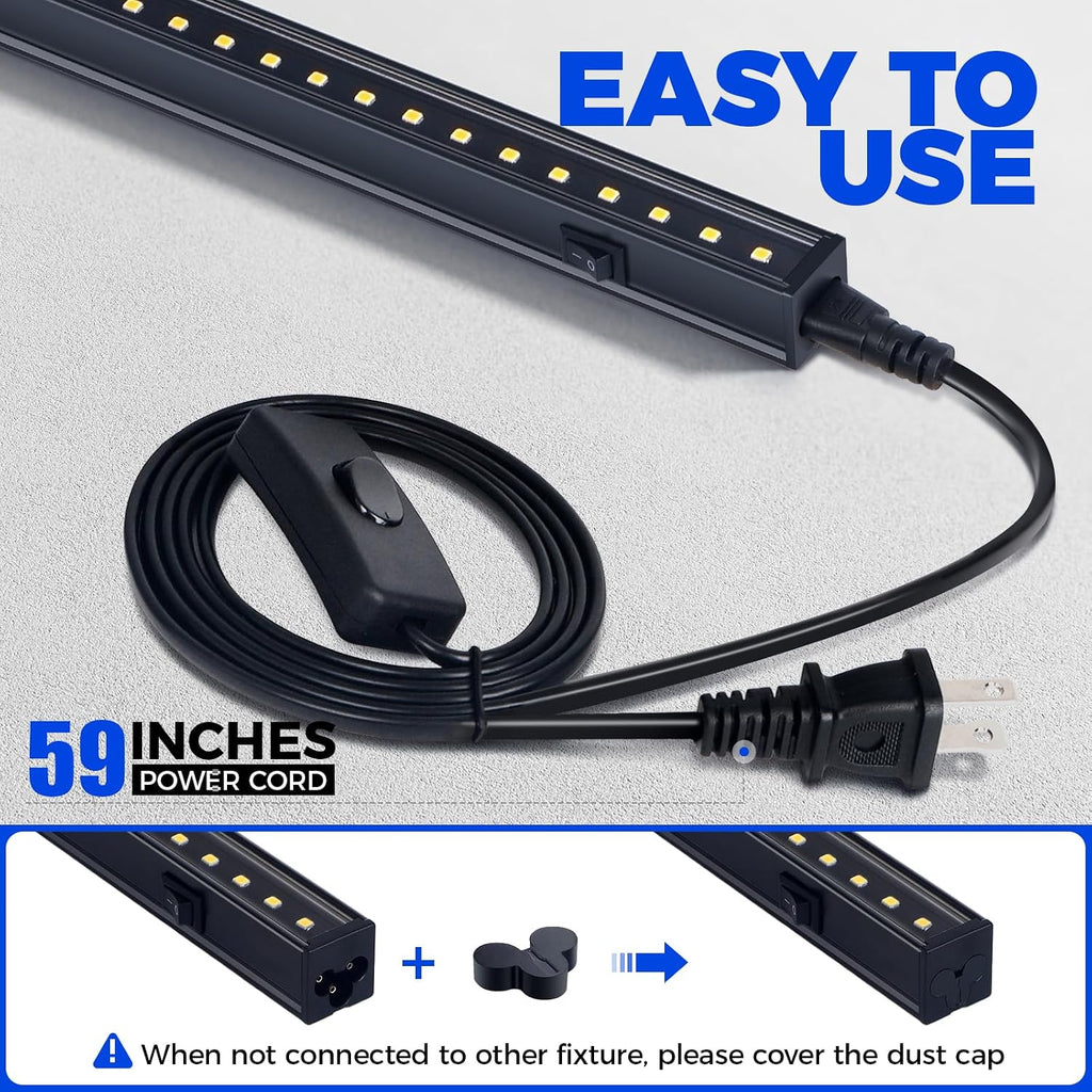 Barrina T5 Grow Lights for Indoor Plants, 2FT 5000K Full Spectrum, 4 Packs | LED Grow Light with Black Cover, T5 Grow