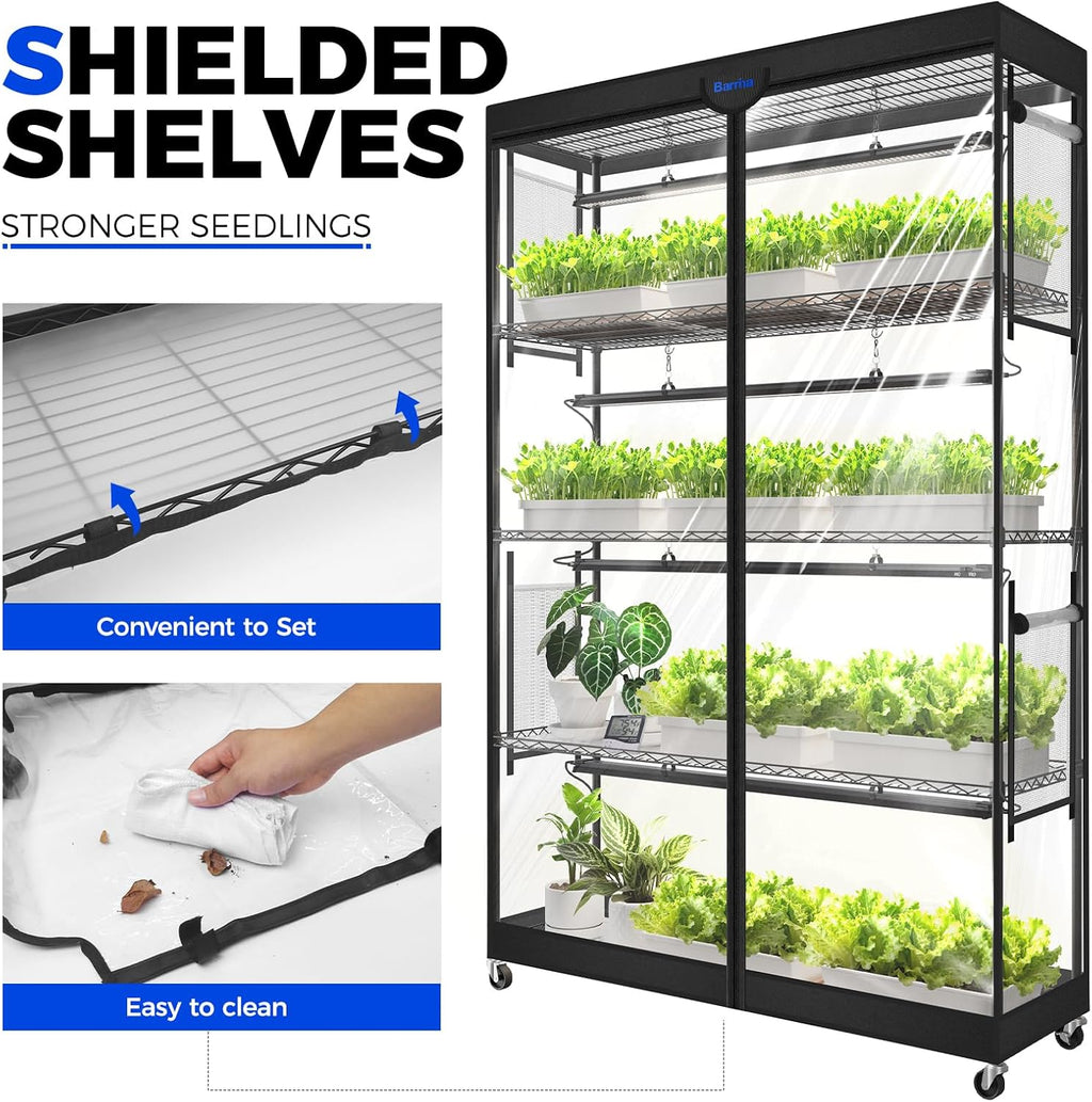 Barrina LP1200 Indoor Greenhouse with Grow Light, 5 Tier Stand with Tent | Adjustable Shelf, 200W TX-S50 3.2FT 5000K