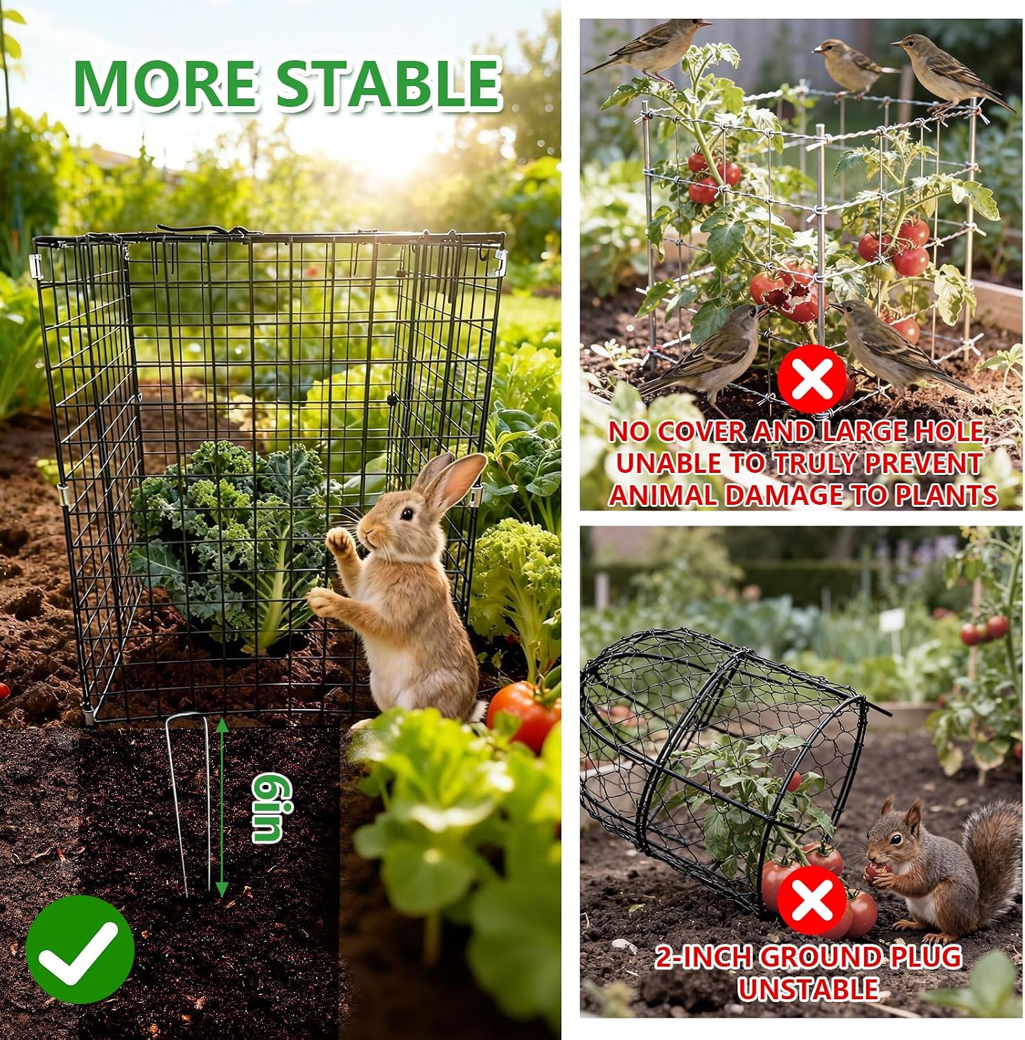 Metal Plant Cages for Outdoor Plants, Garden Cloches for Plants Rustproof | Heavy-Duty Rustproof Metal,Durable plant