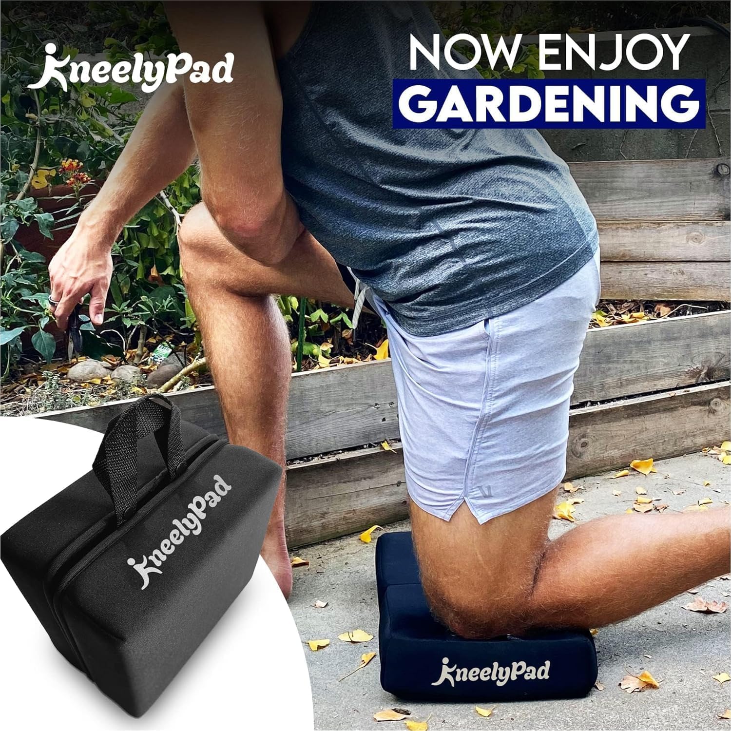 KneelyPad by Kneely | Kneeling Pad for Gardening, Exercise, Cleaning, & Mechanic Work | Extra Thick Memory Foam Knee
