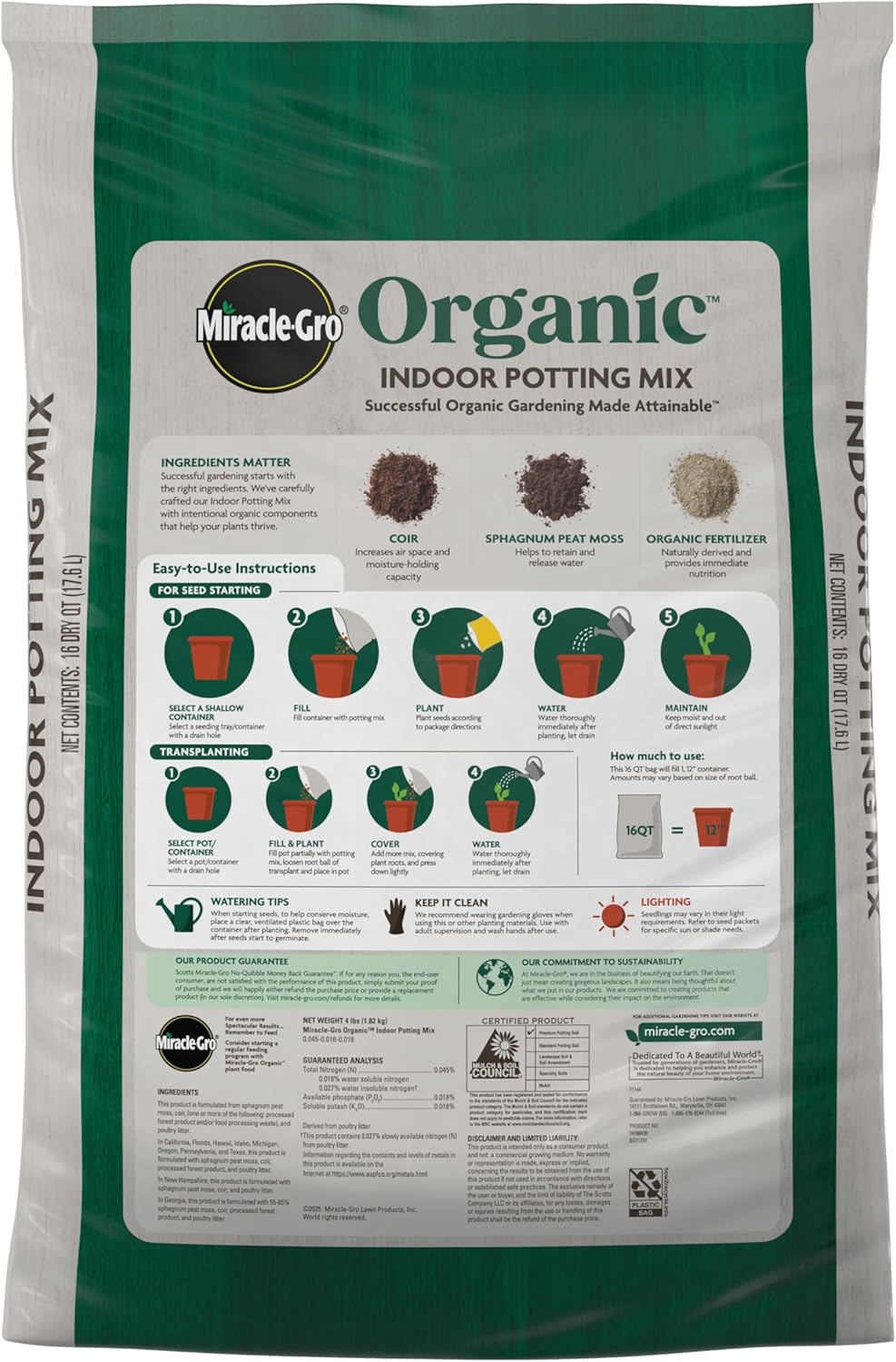 Gro Organic Indoor Potting Mix, 16 qt. (2-Pack) | Protects Against Over & Under Watering, Planting Soil For Indoor