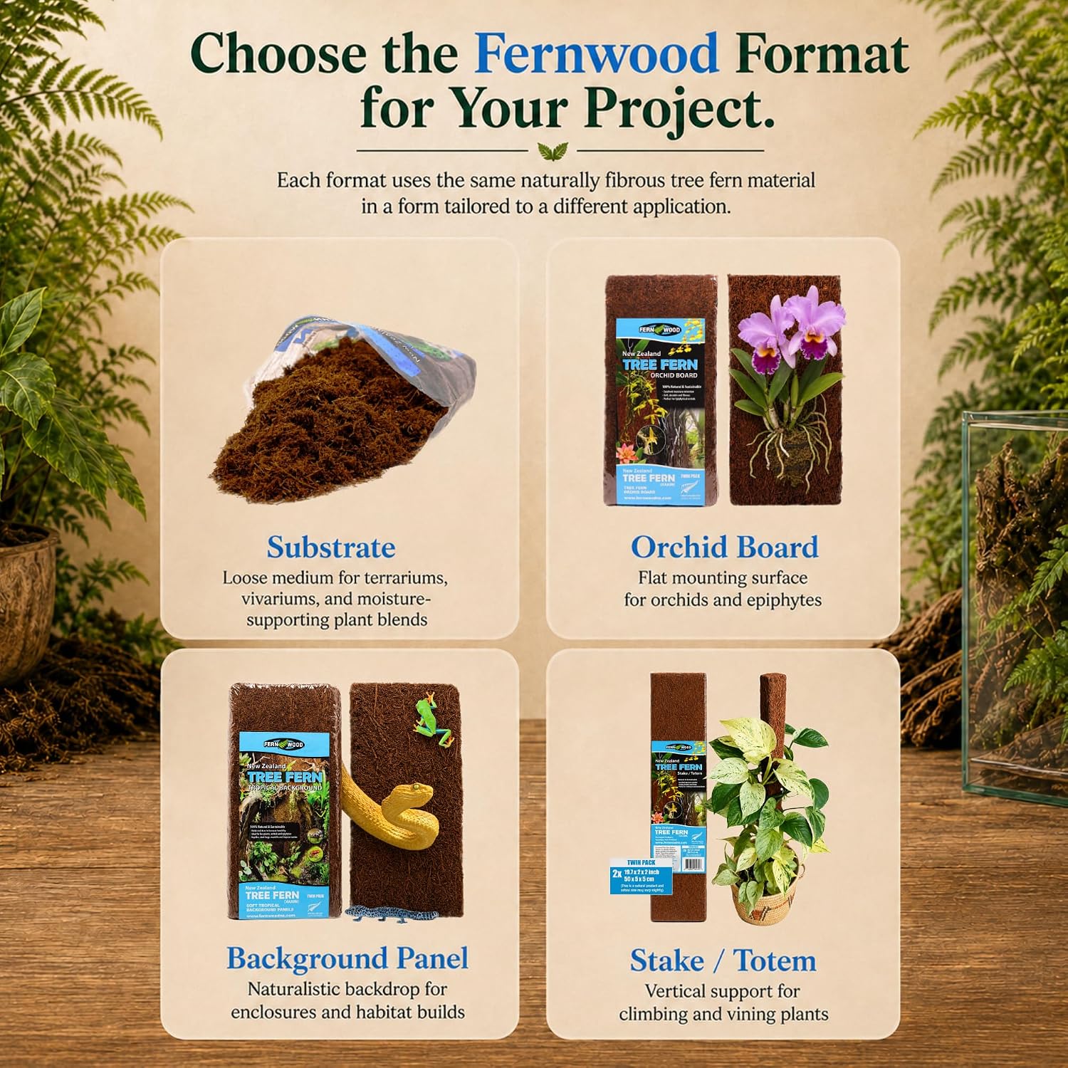 Fernwood Tree Fern Totem Pole Climbing Plant Support - 2 Pack – 19.7x2x2 | For Orchids, Aroids, and Other Climbing