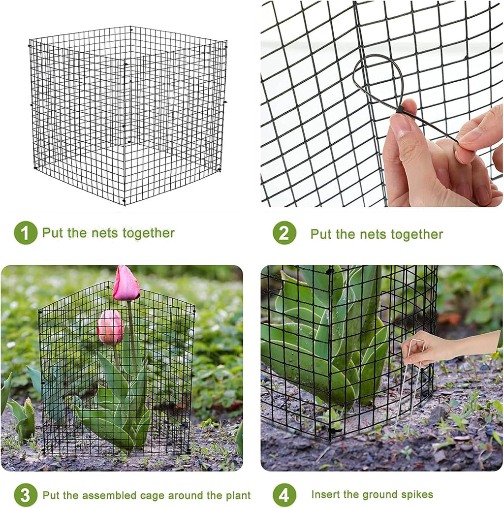 Small Wire Plant Protectors, 10 Pack 12" Square Plant Protectors from Animals Mesh Plant Cage Chicken Wire Cover for
