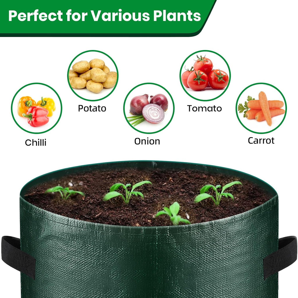 10 Gallon 8-Pack Grow Bags, Durable PE Fabric Pots with Flap and Handles, Green Planter Bags for Potato Vegetables